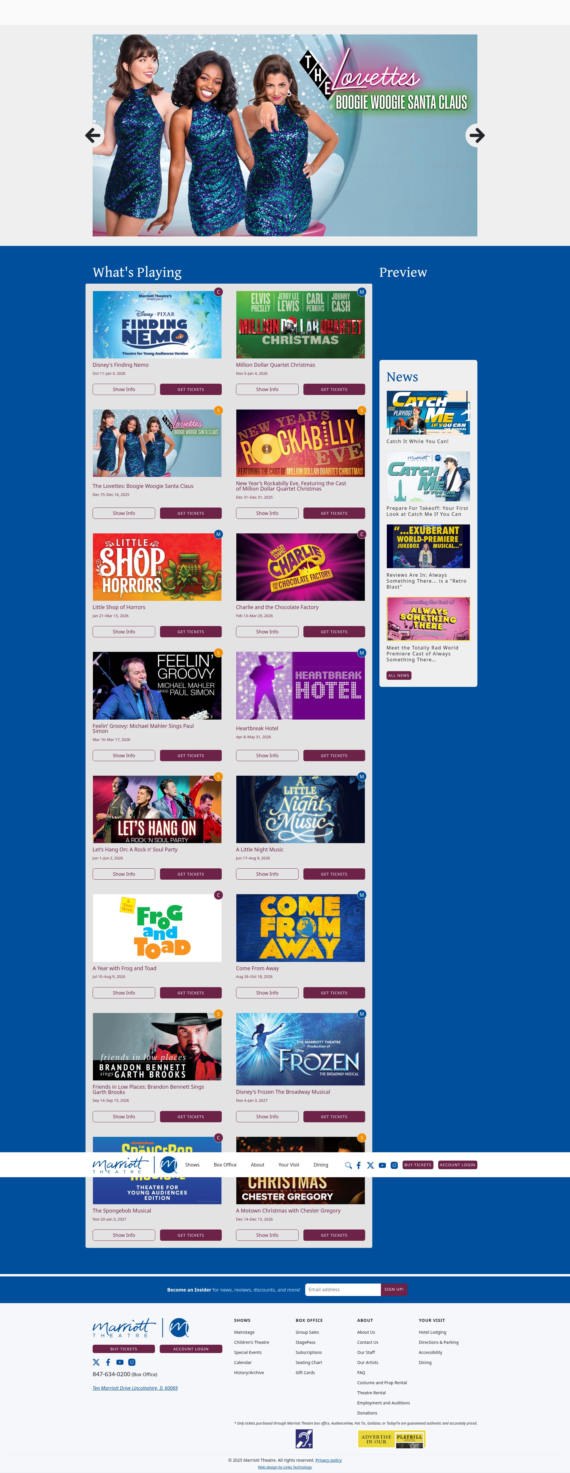 Screenshot of marriotttheatre.com