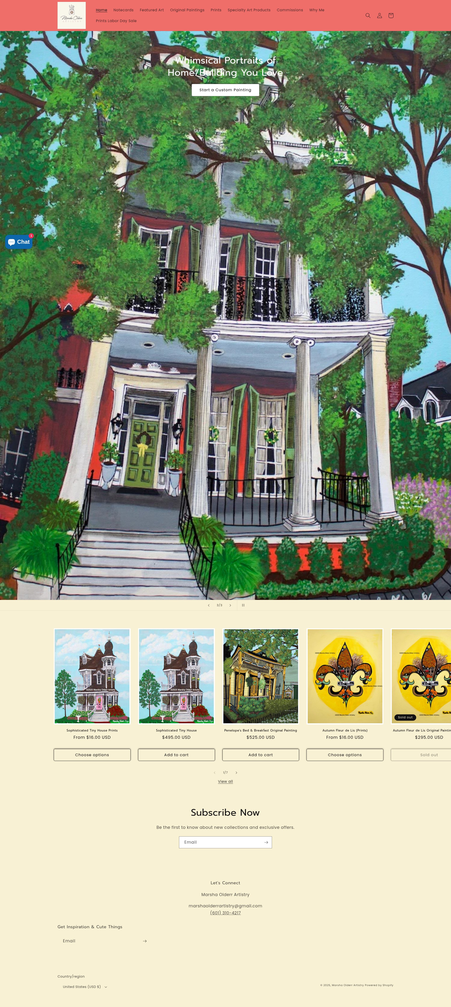 Screenshot of marshaolderrartistry.com