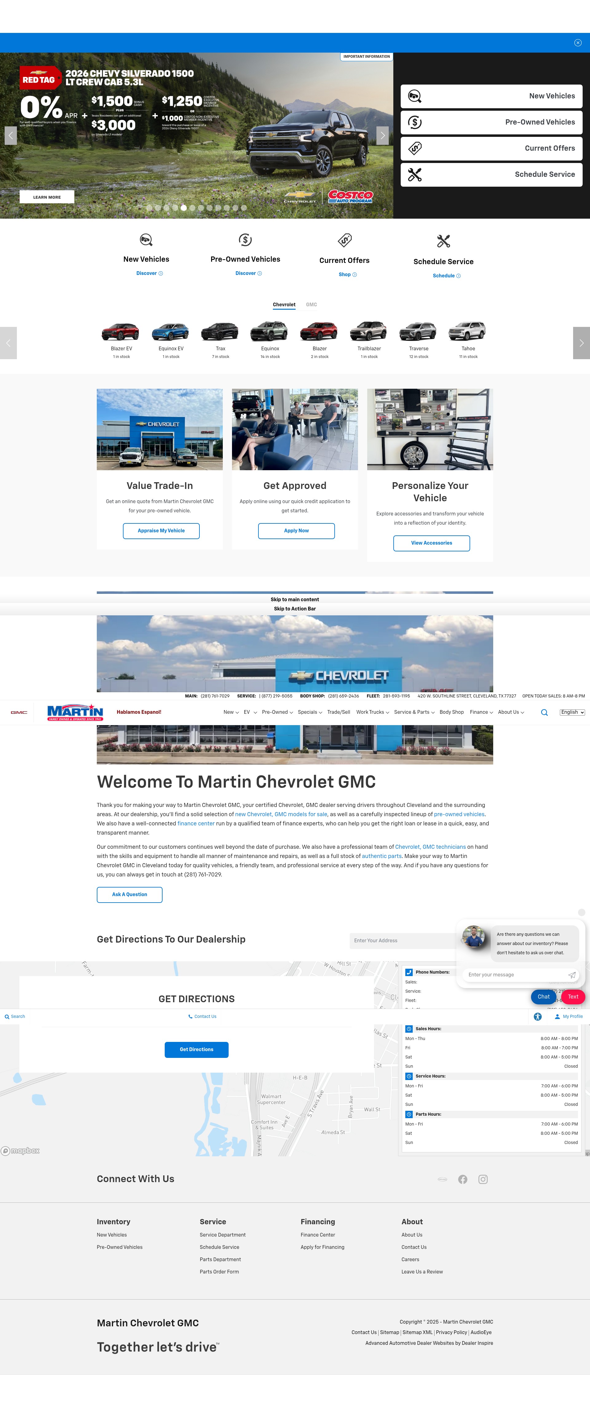 Screenshot of martinchevroletgmc.com