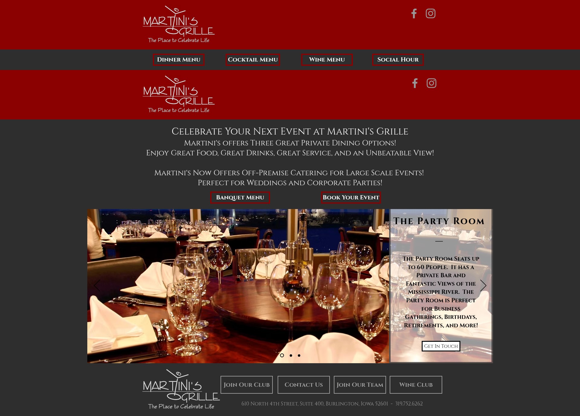 Screenshot of martinisgrille.com