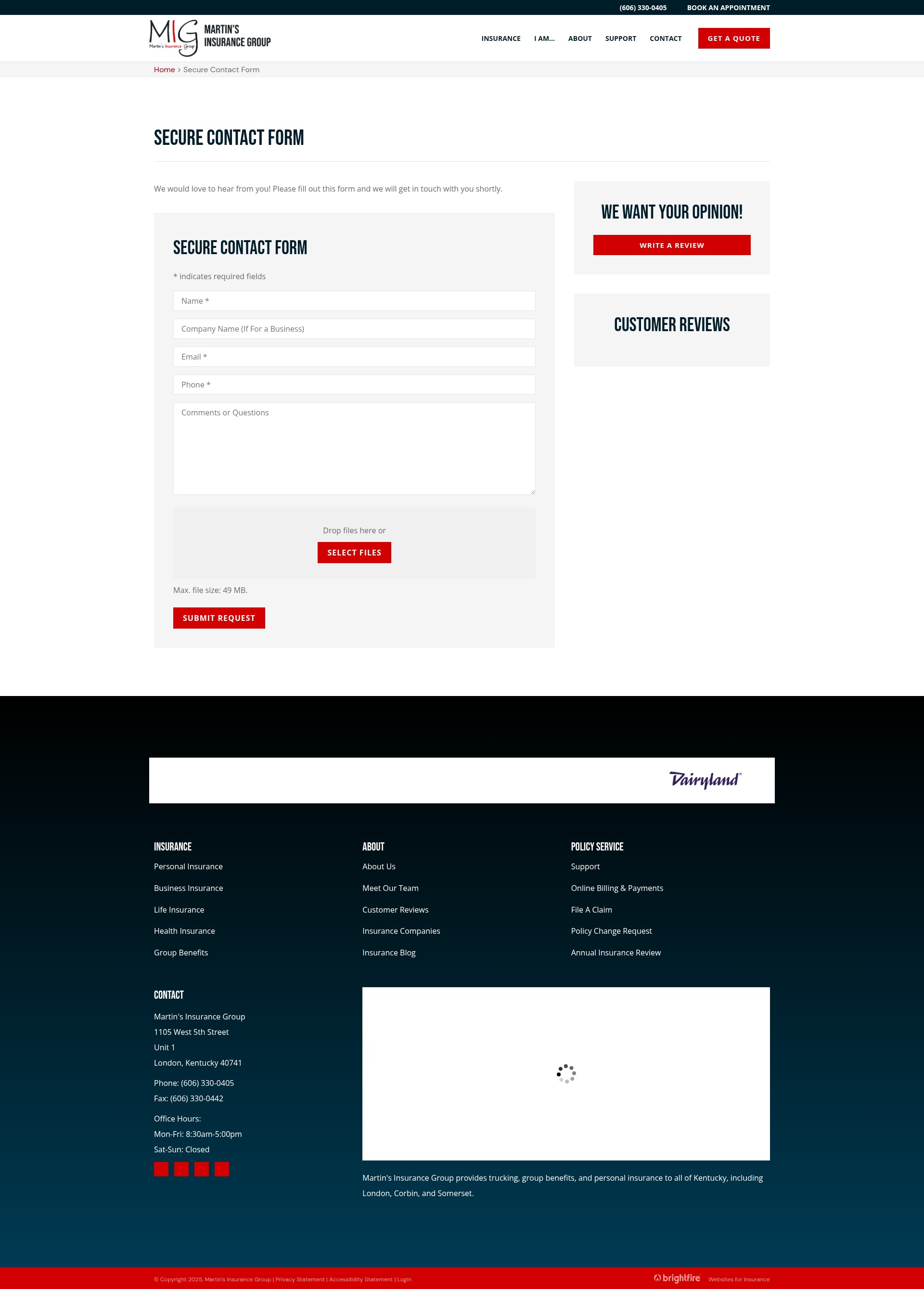 Screenshot of martinsinsurancegroup.com