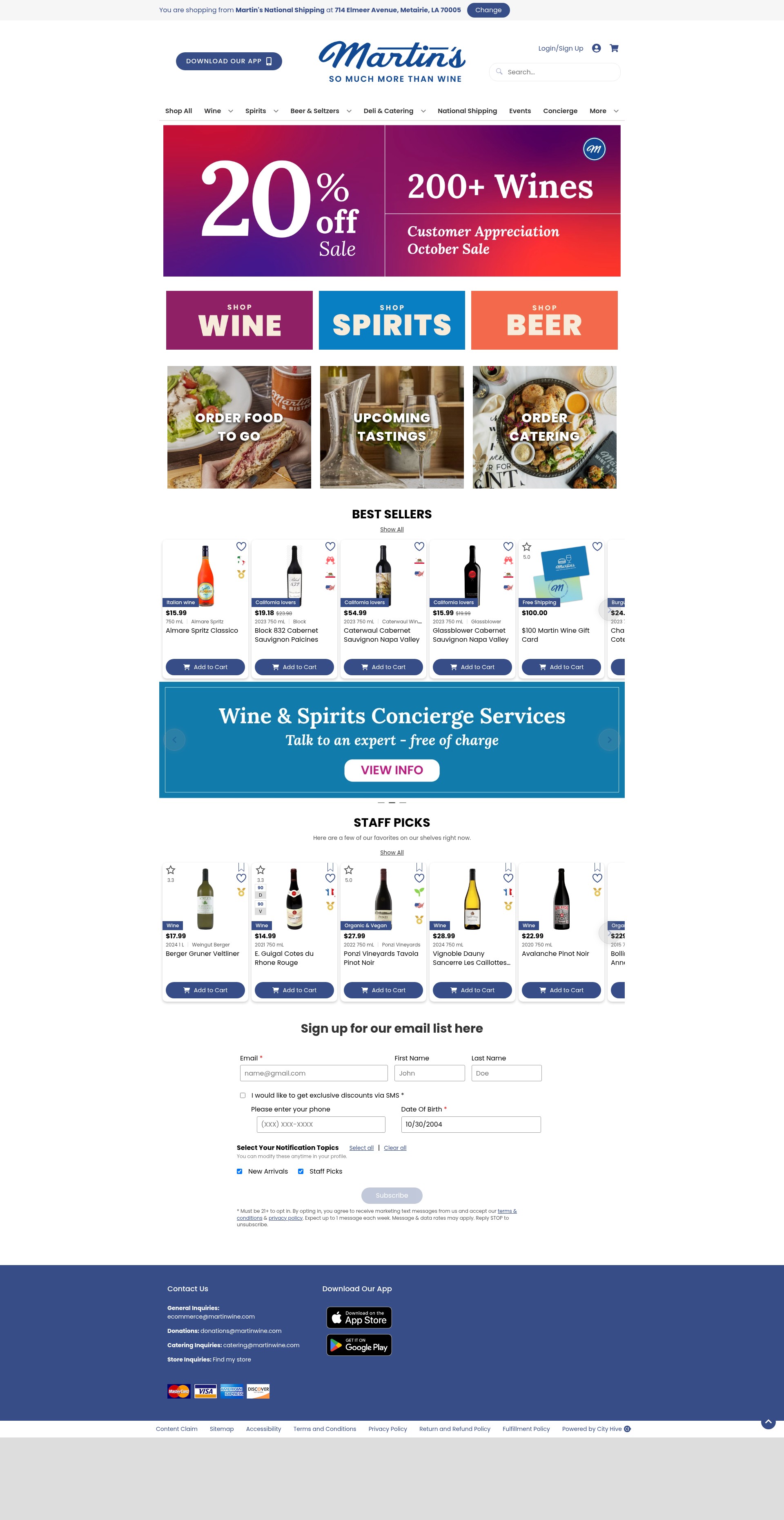 Screenshot of martinwine.com