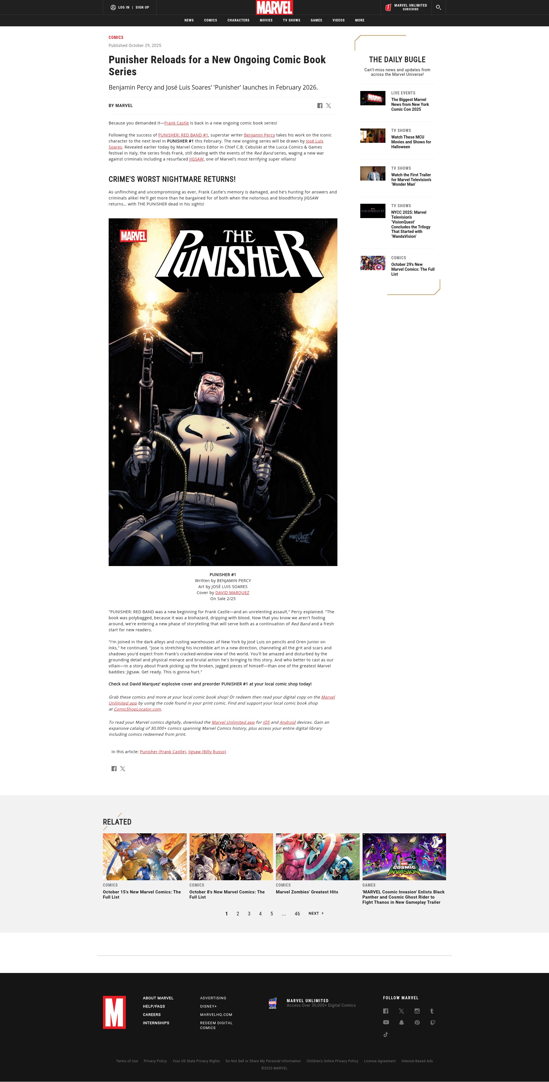 Screenshot of marvel.com