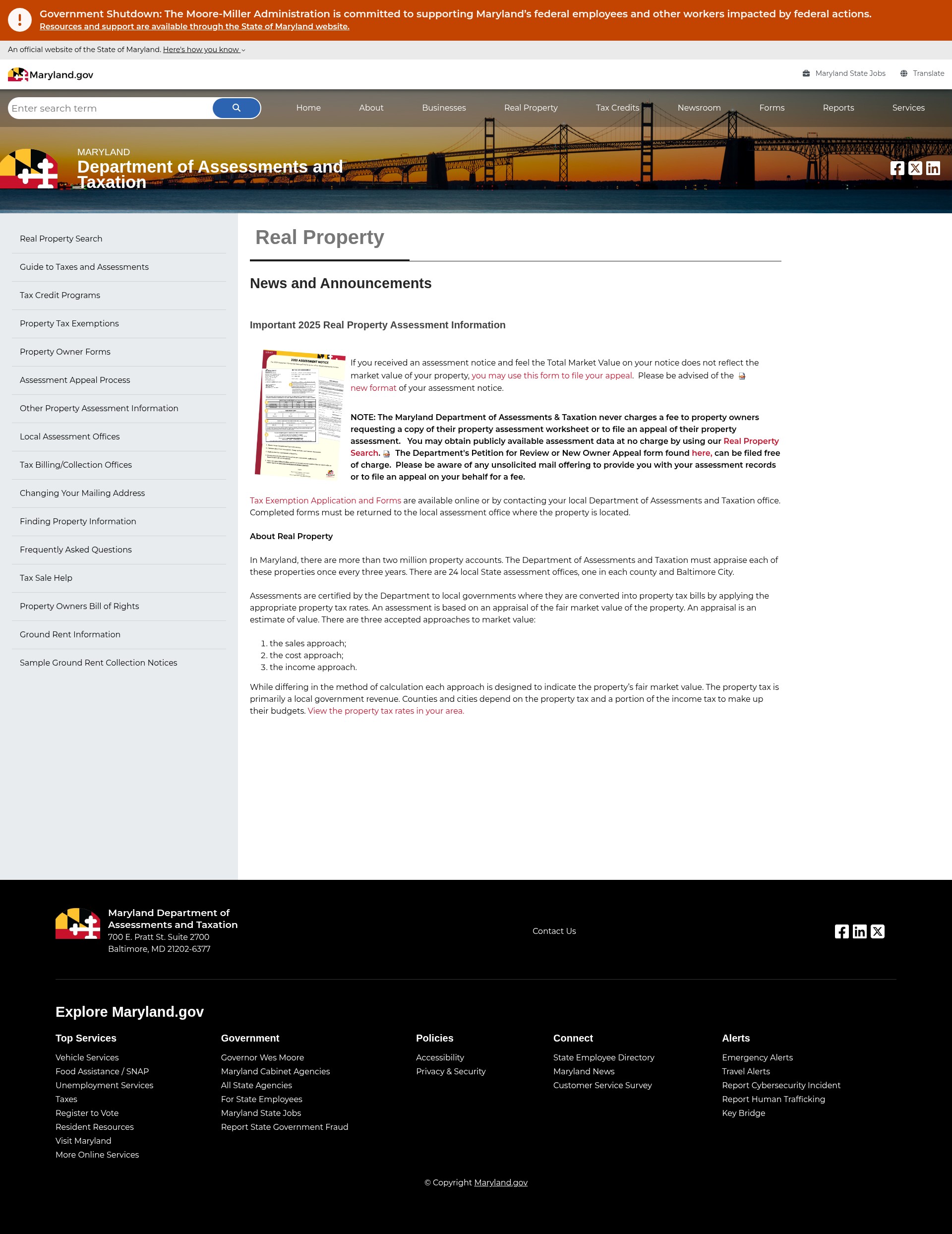 Screenshot of maryland.gov