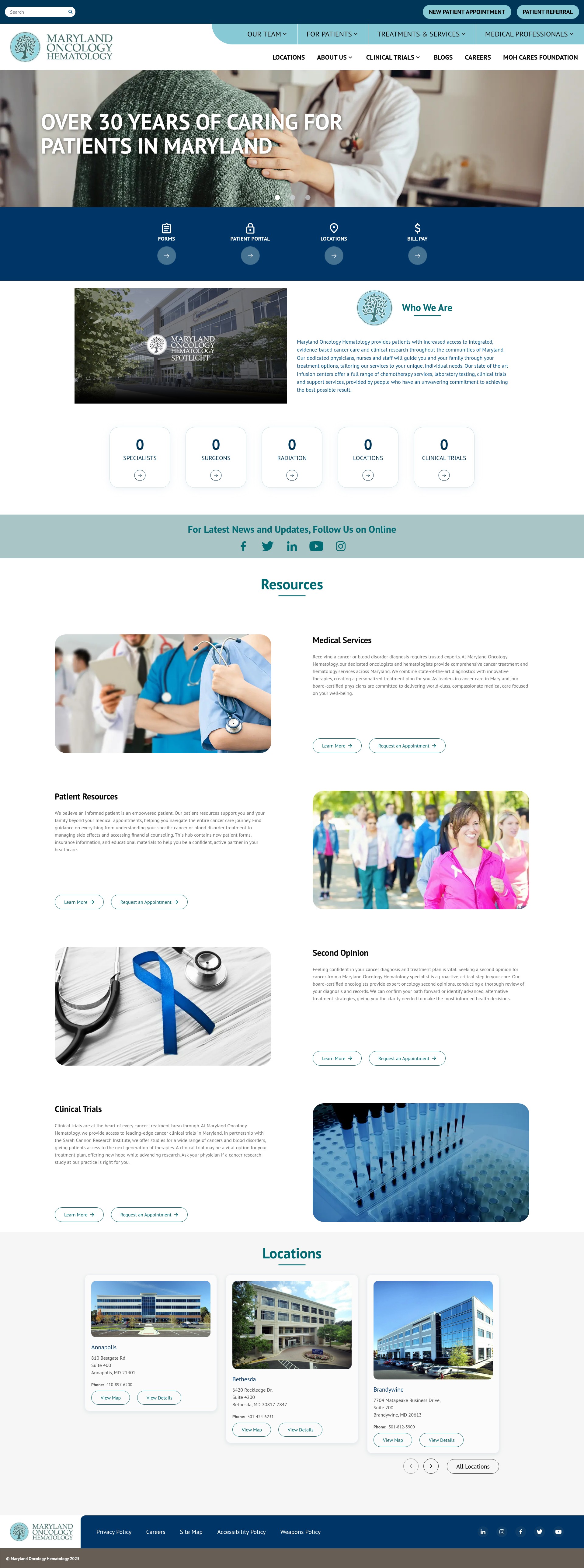Screenshot of marylandoncology.com