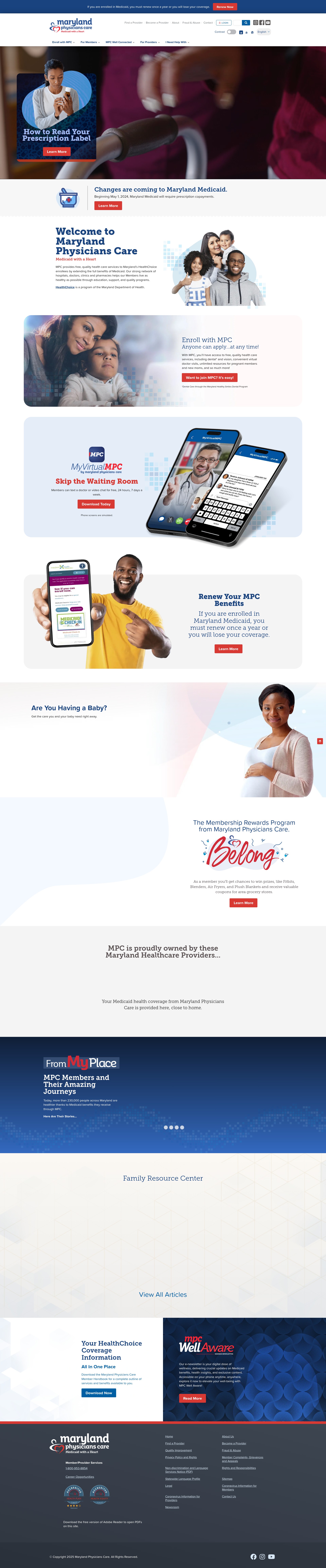 Screenshot of marylandphysicianscare.com