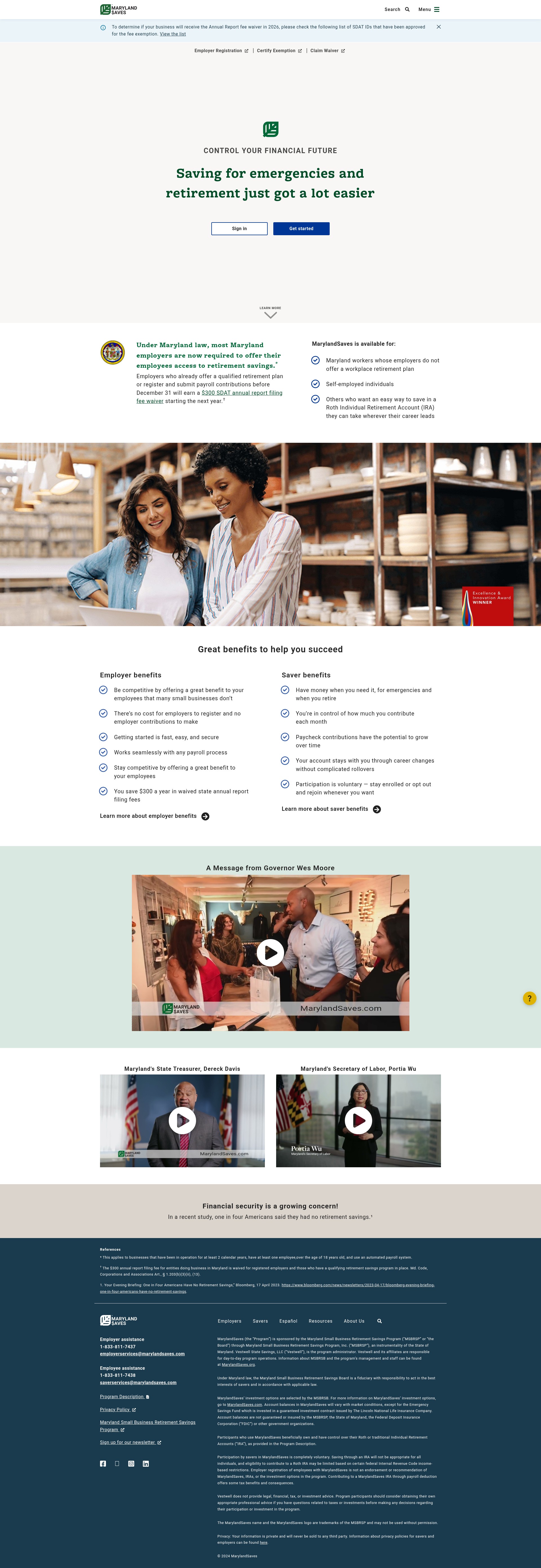 Screenshot of marylandsaves.com