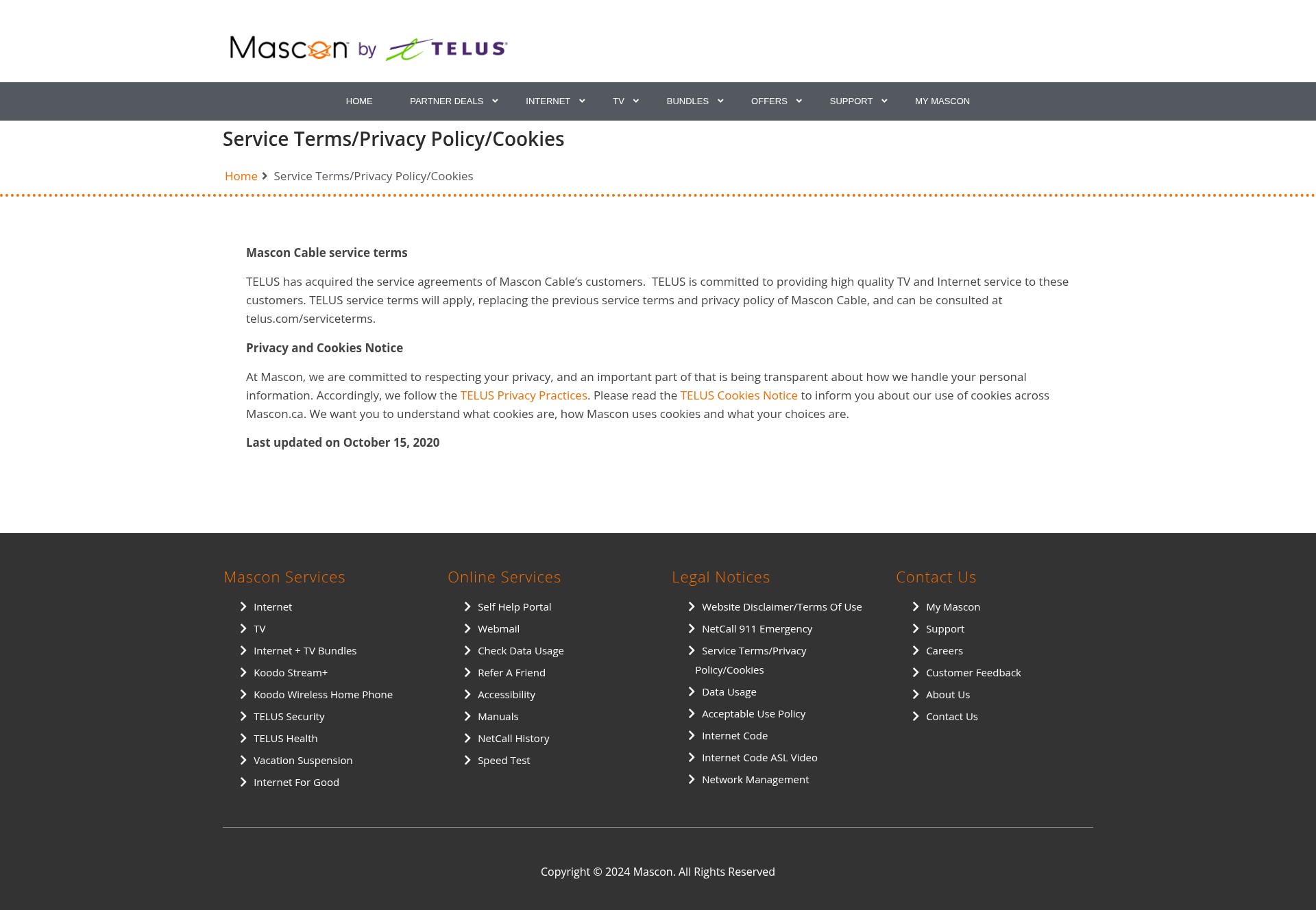 Screenshot of mascon.ca