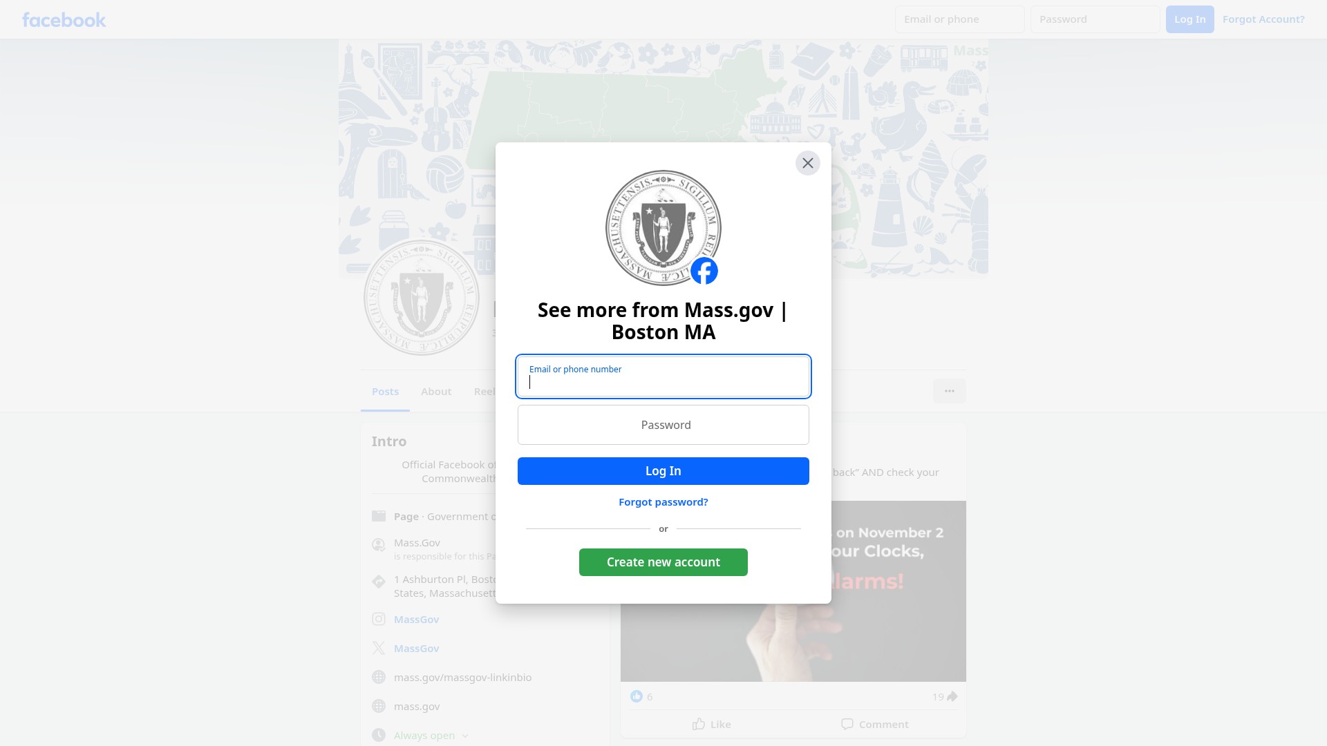 Screenshot of mass.gov