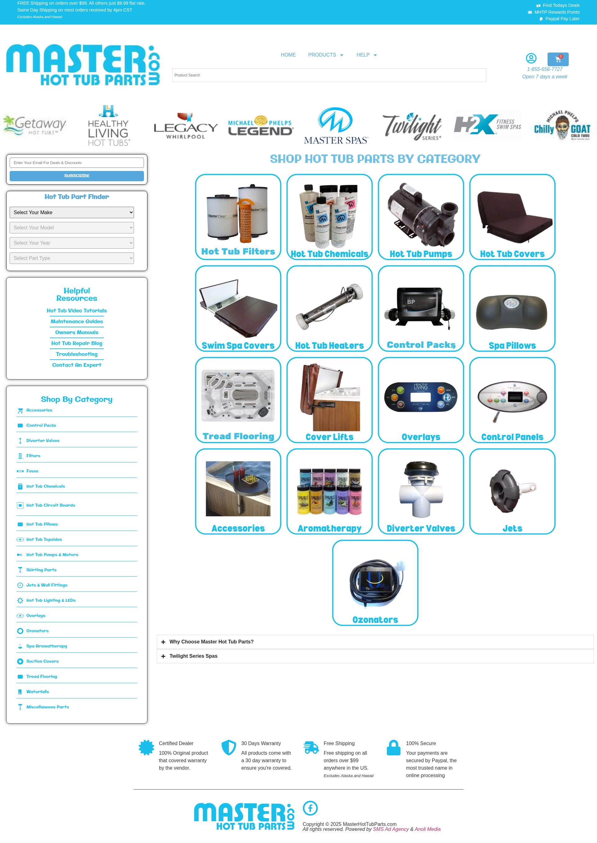 Screenshot of masterhottubparts.com