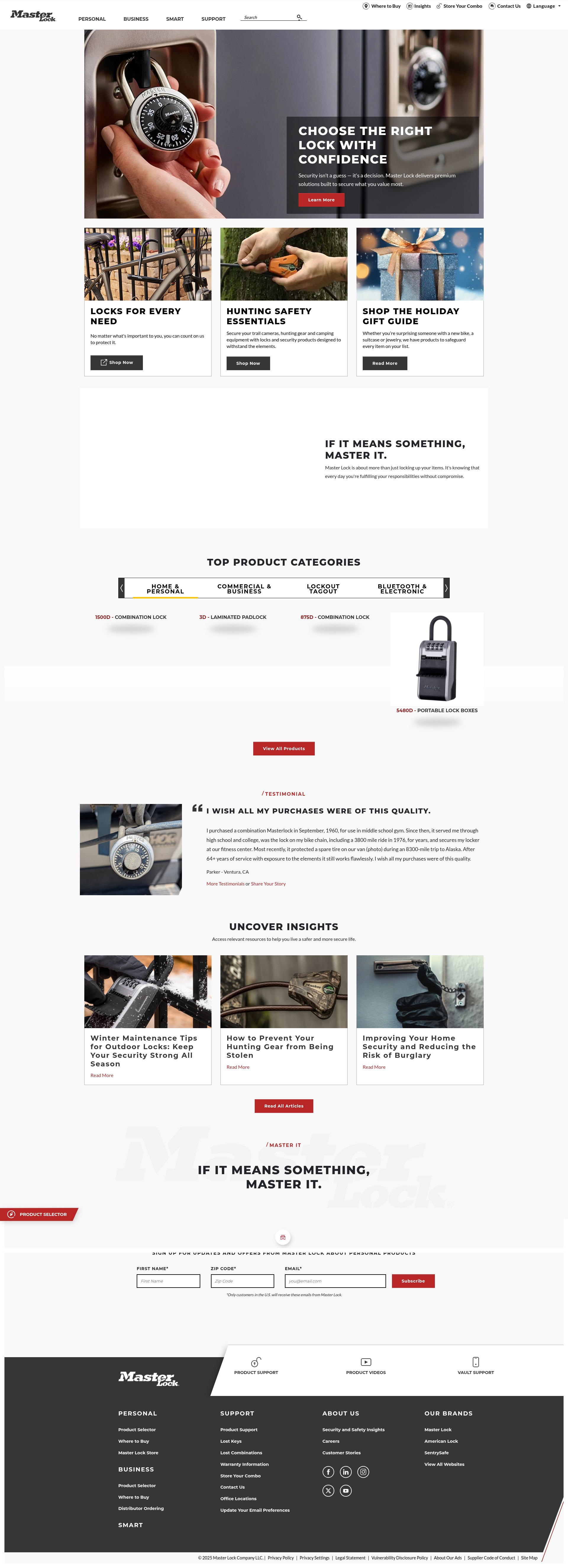 Screenshot of masterlock.com