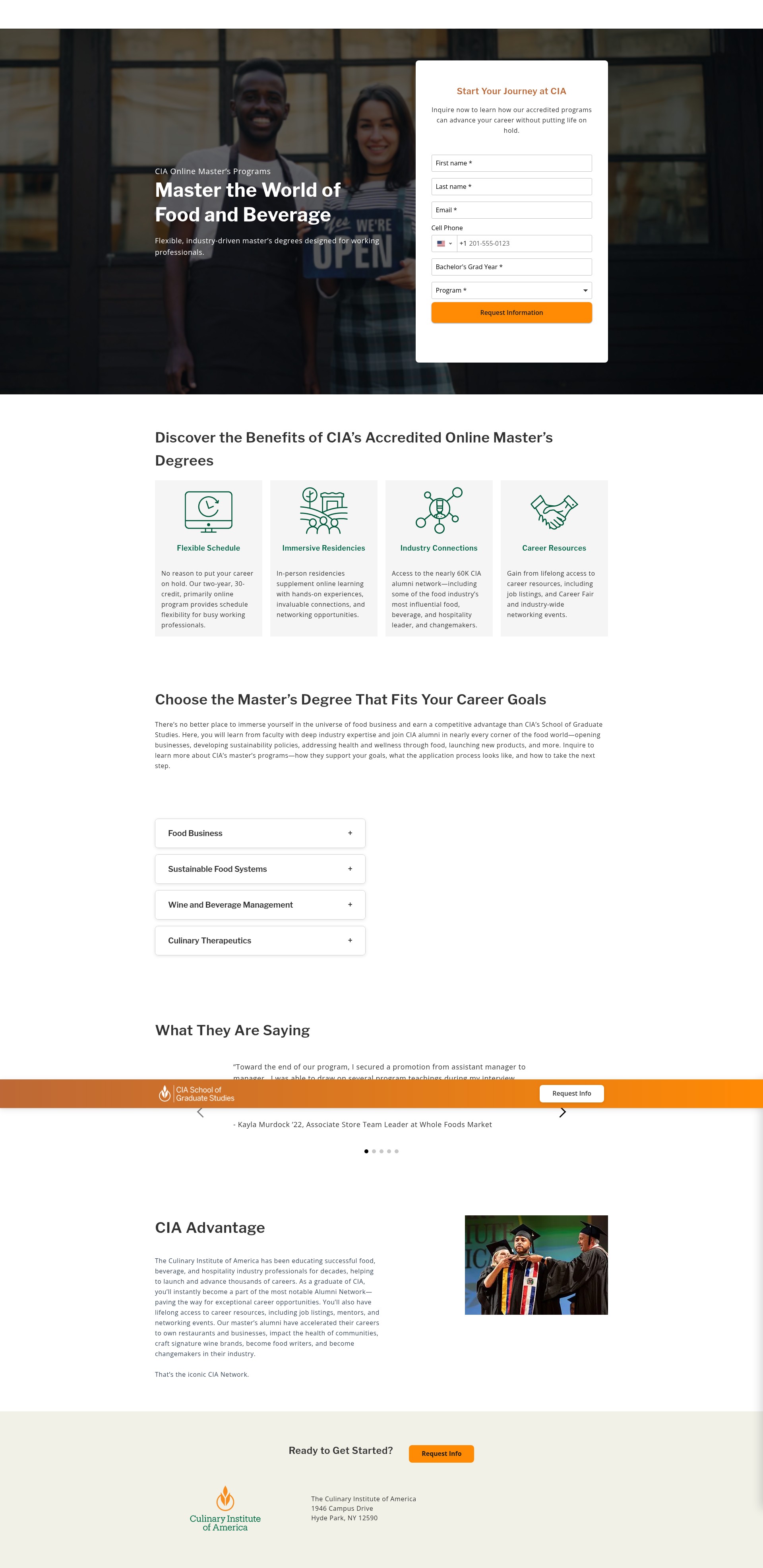 Screenshot of mastersinfo.culinary.edu