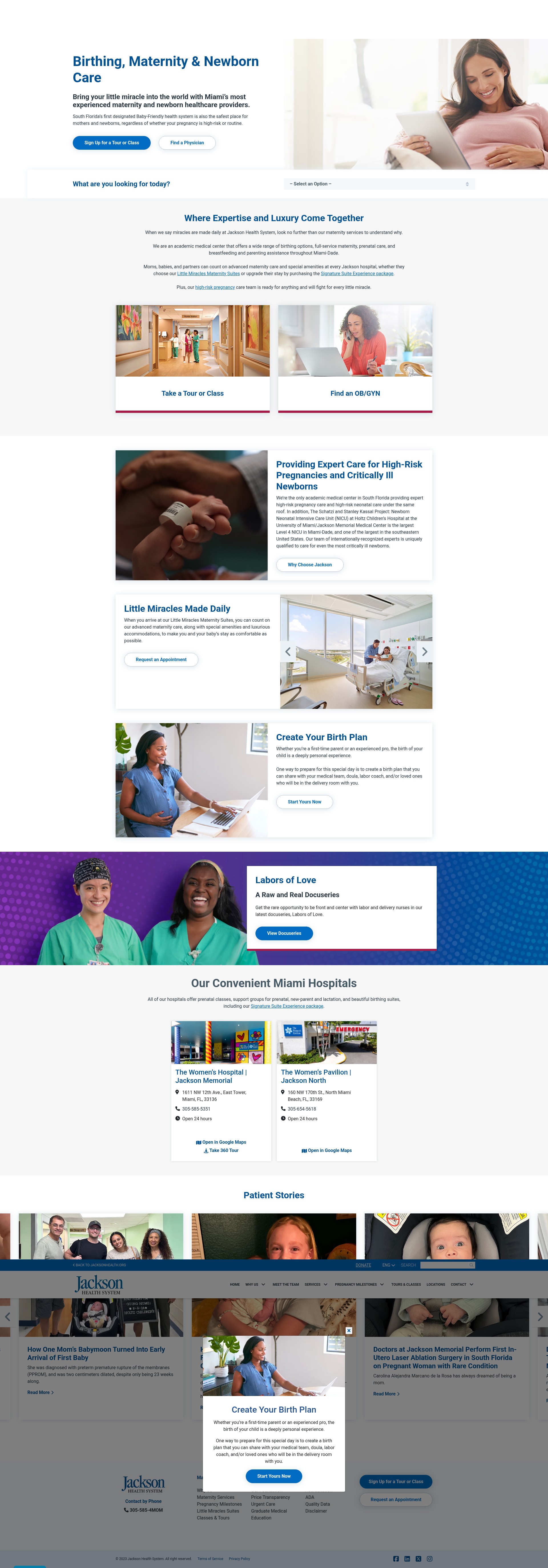 Screenshot of maternity.jacksonhealth.org