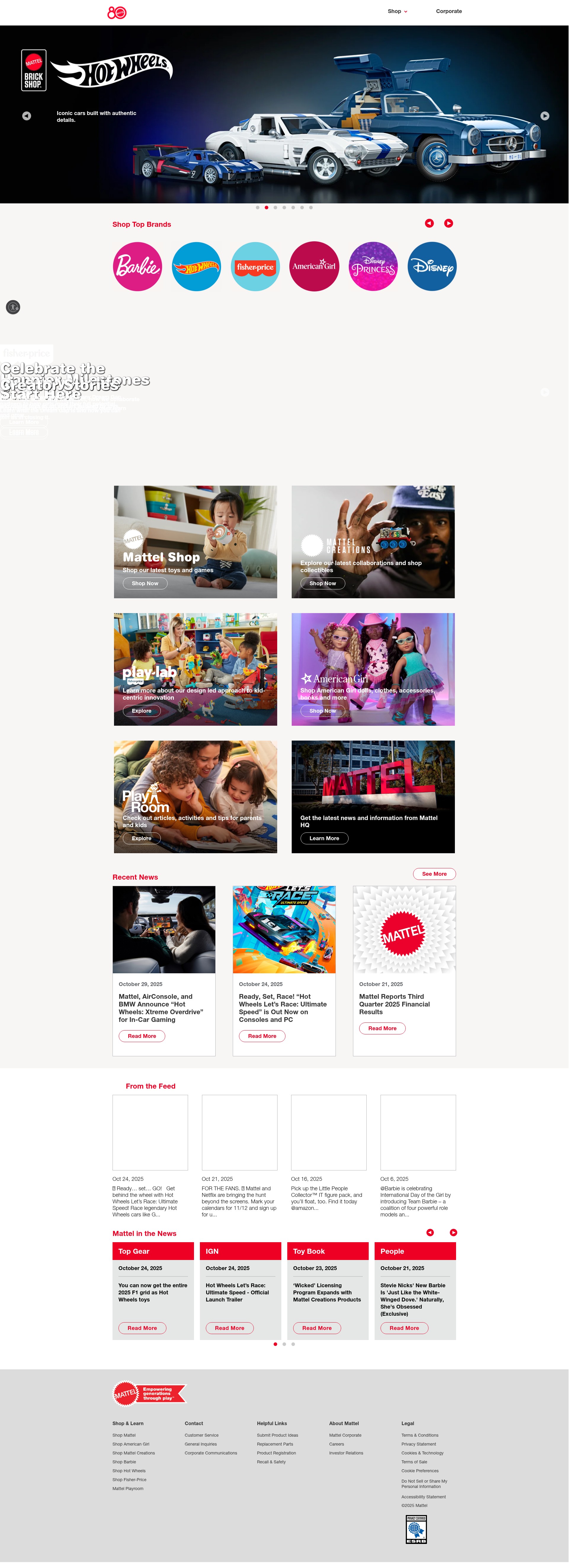 Screenshot of mattel.com