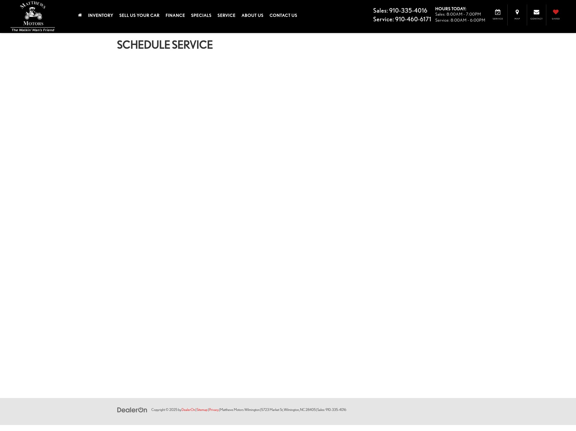 Screenshot of matthewsmotorswilmington.com