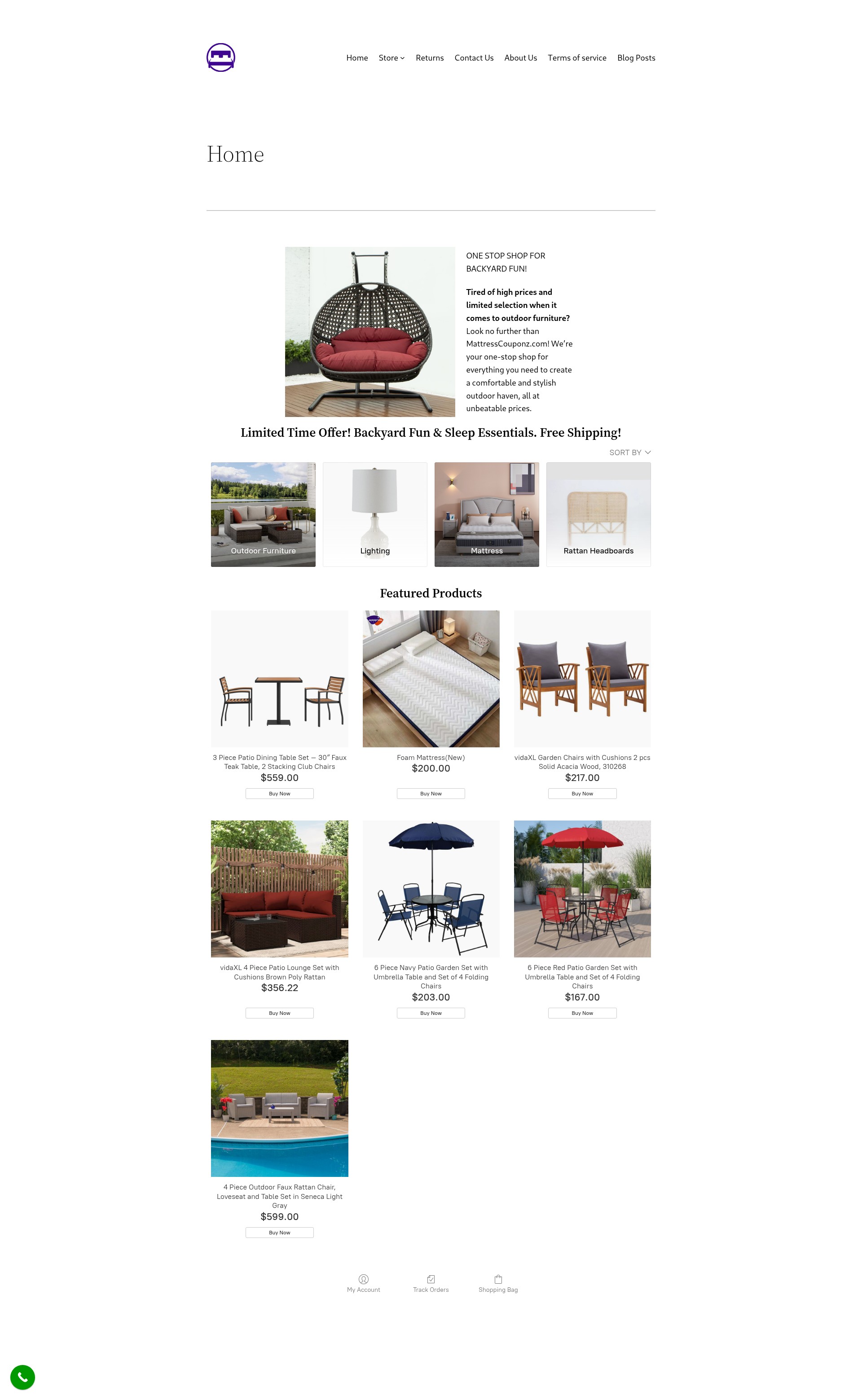 Screenshot of mattresscouponz.com