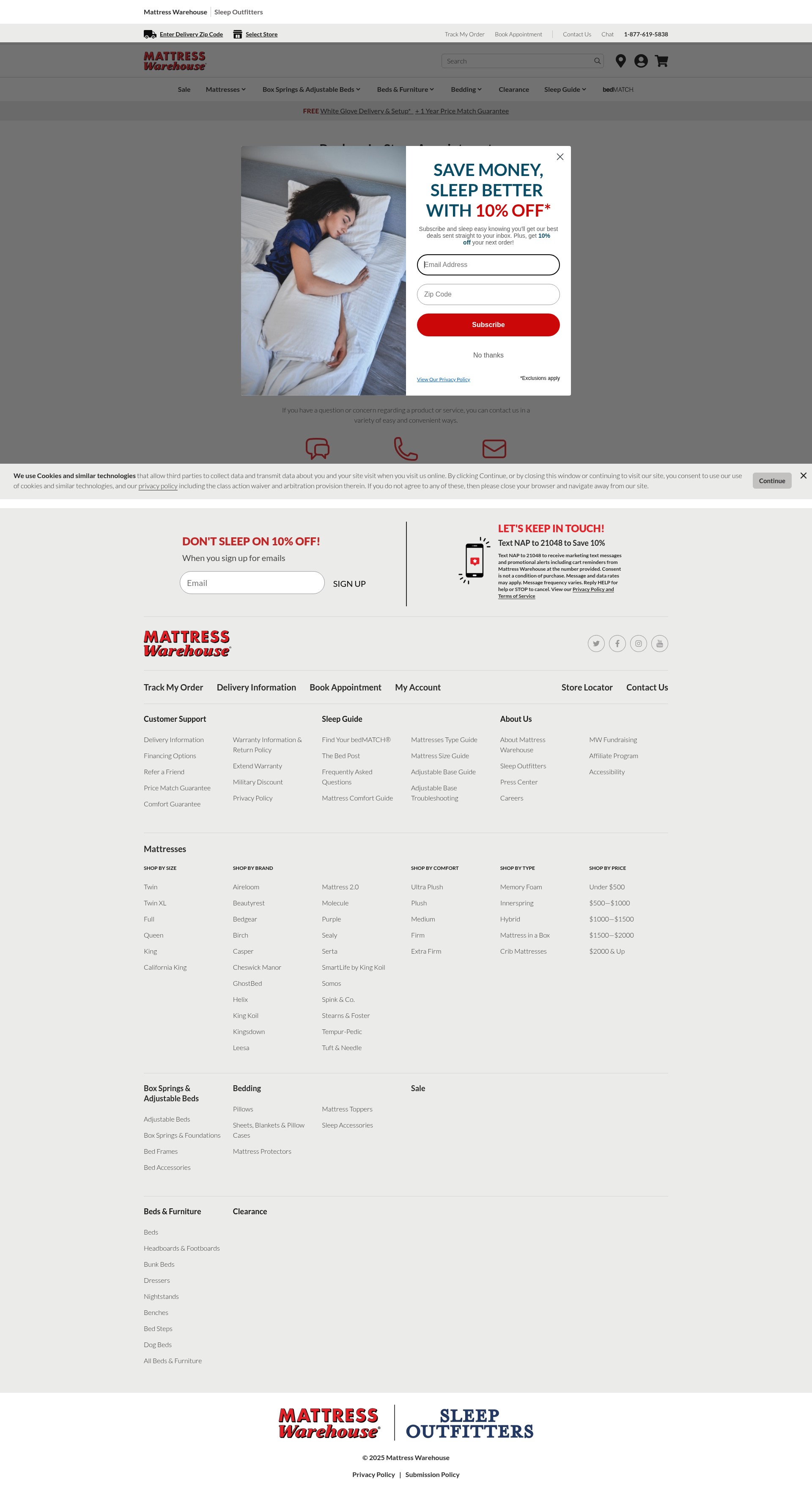 Screenshot of mattresswarehouse.com