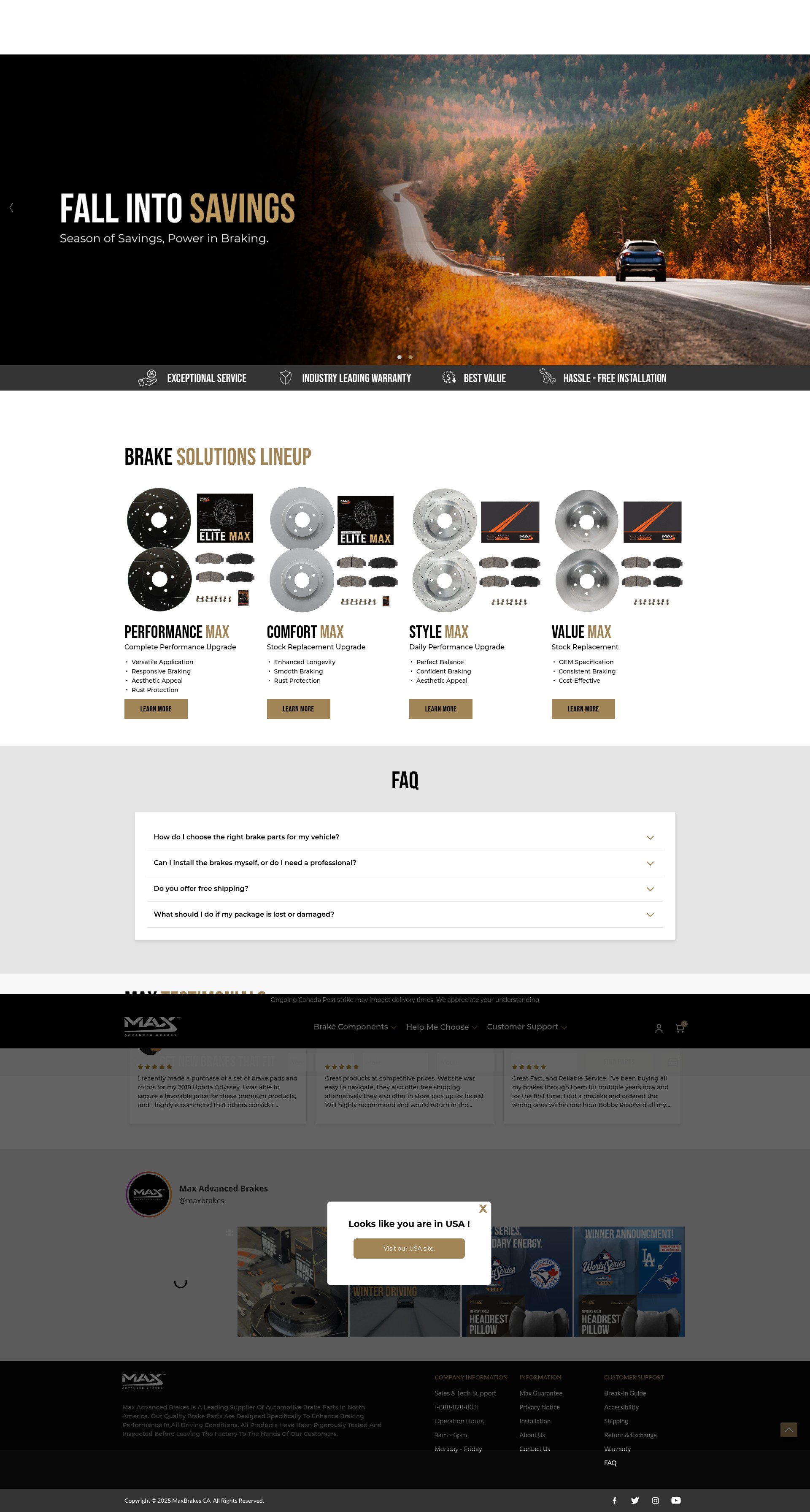 Screenshot of maxbrakescanada.com
