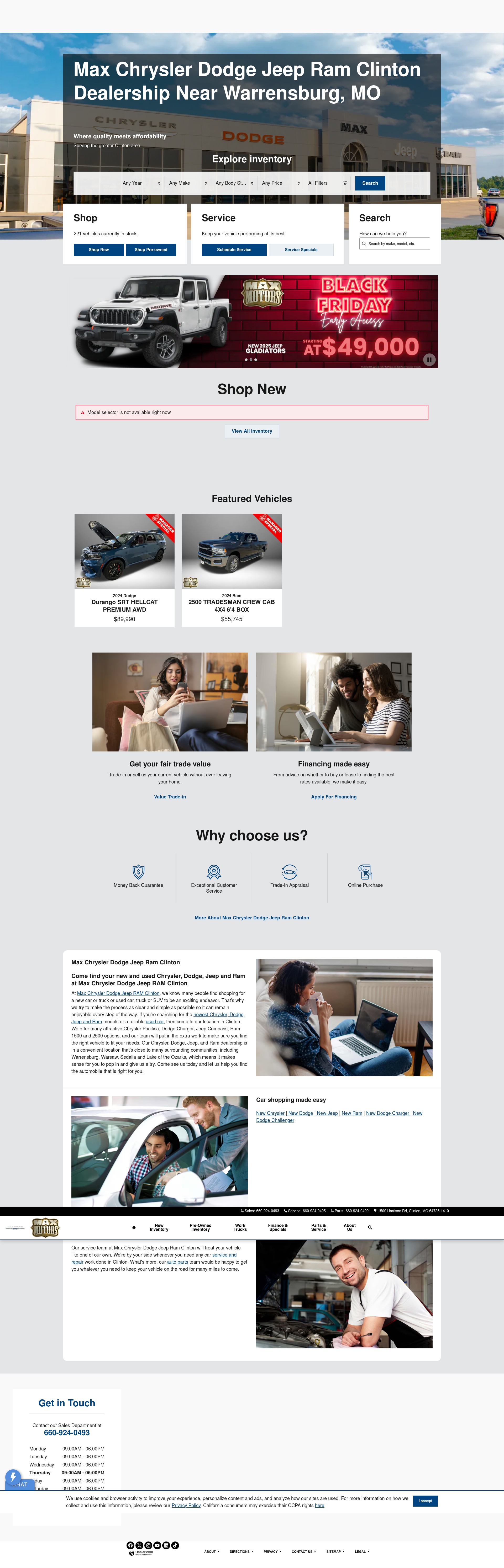 Screenshot of maxcdjrclinton.com