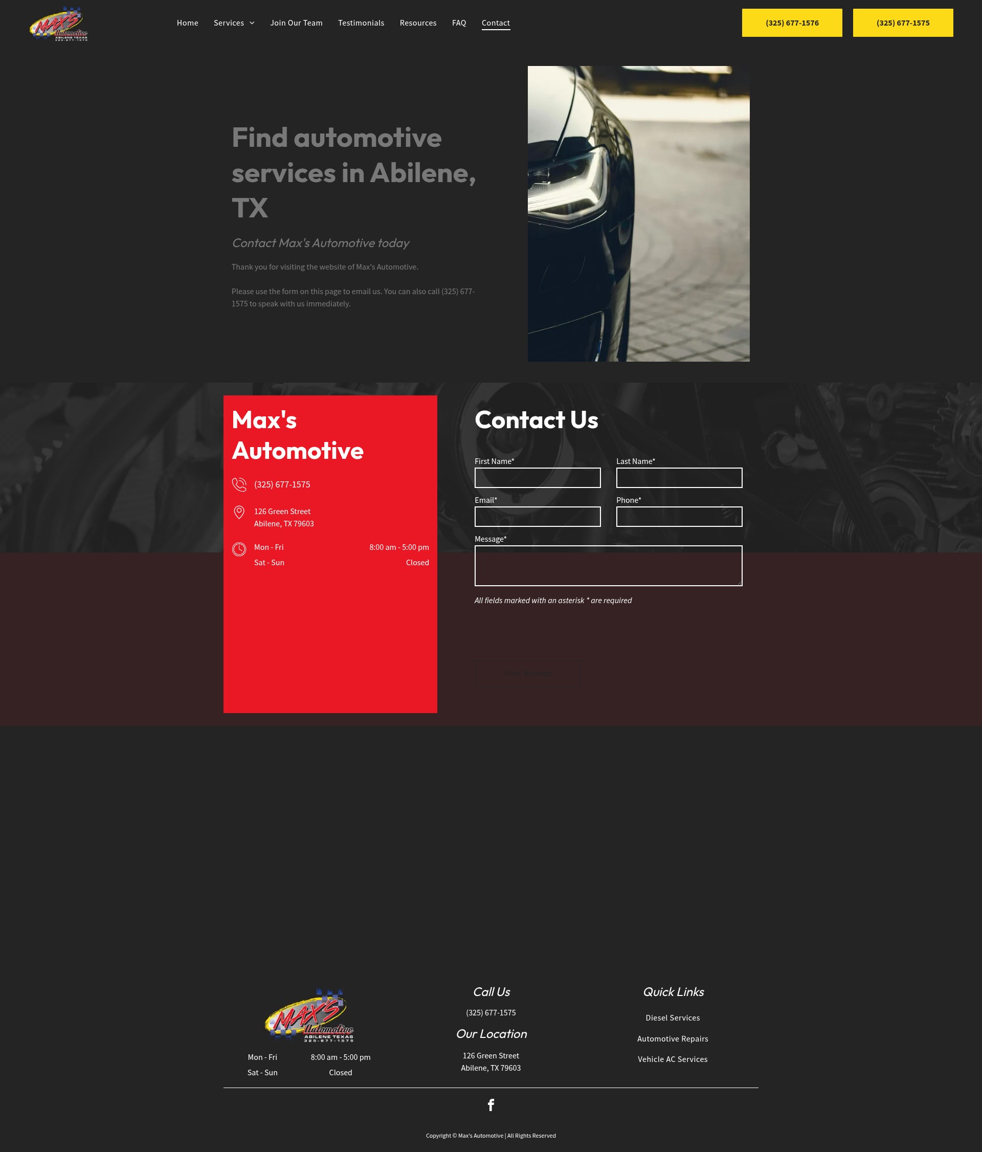 Screenshot of maxsautomotive.com