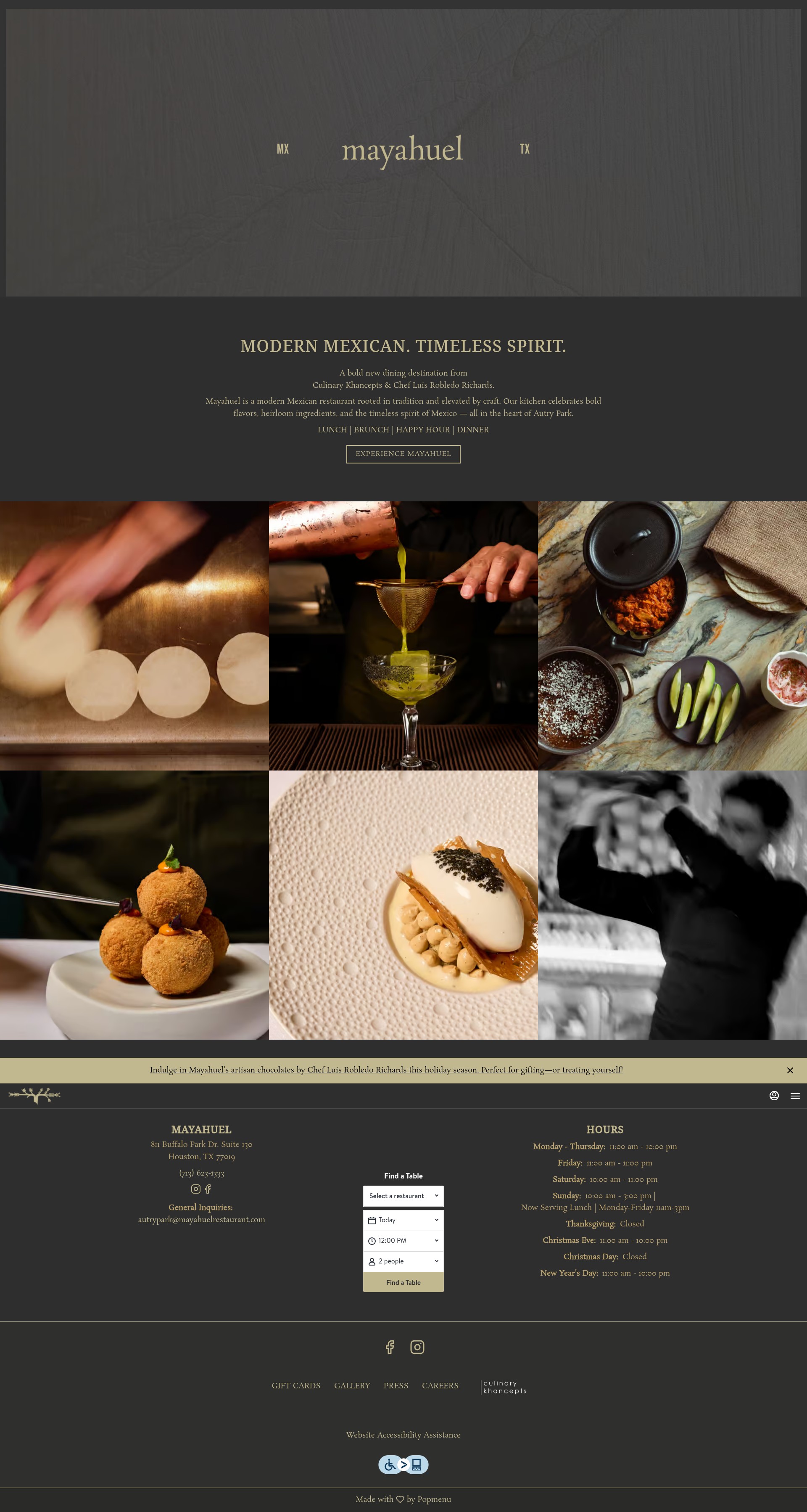 Screenshot of mayahuelrestaurant.com