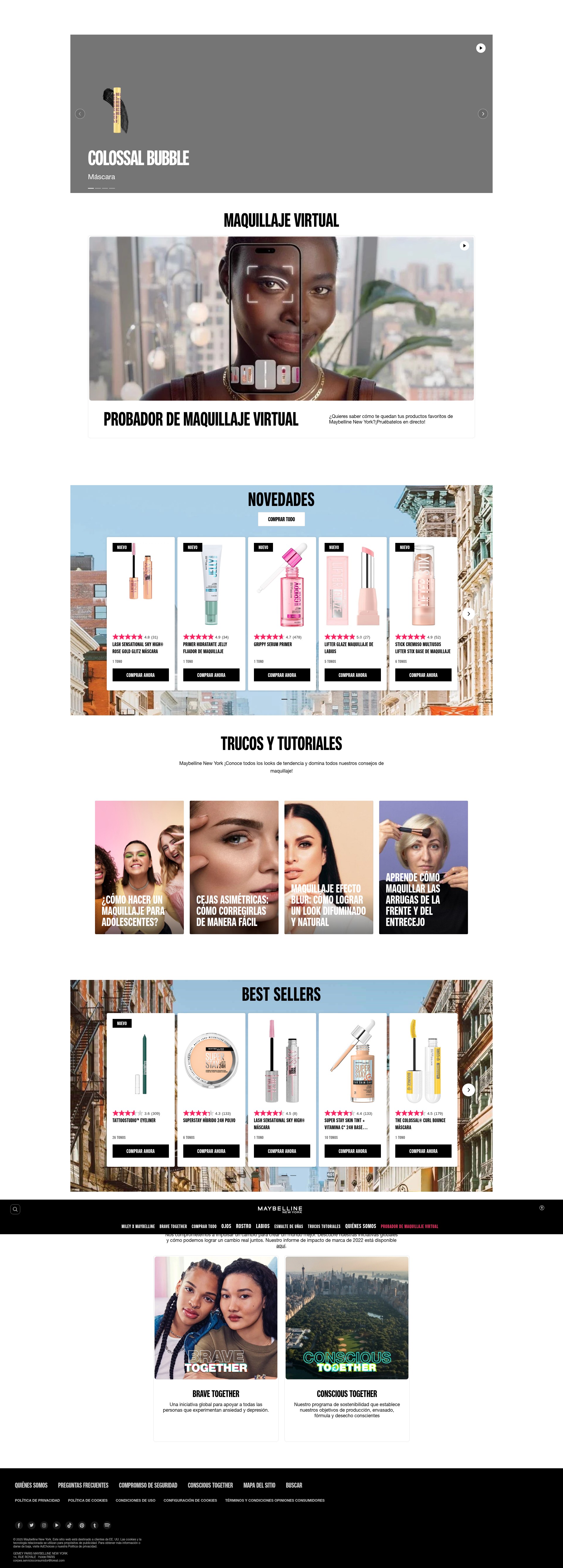 Screenshot of maybelline.es