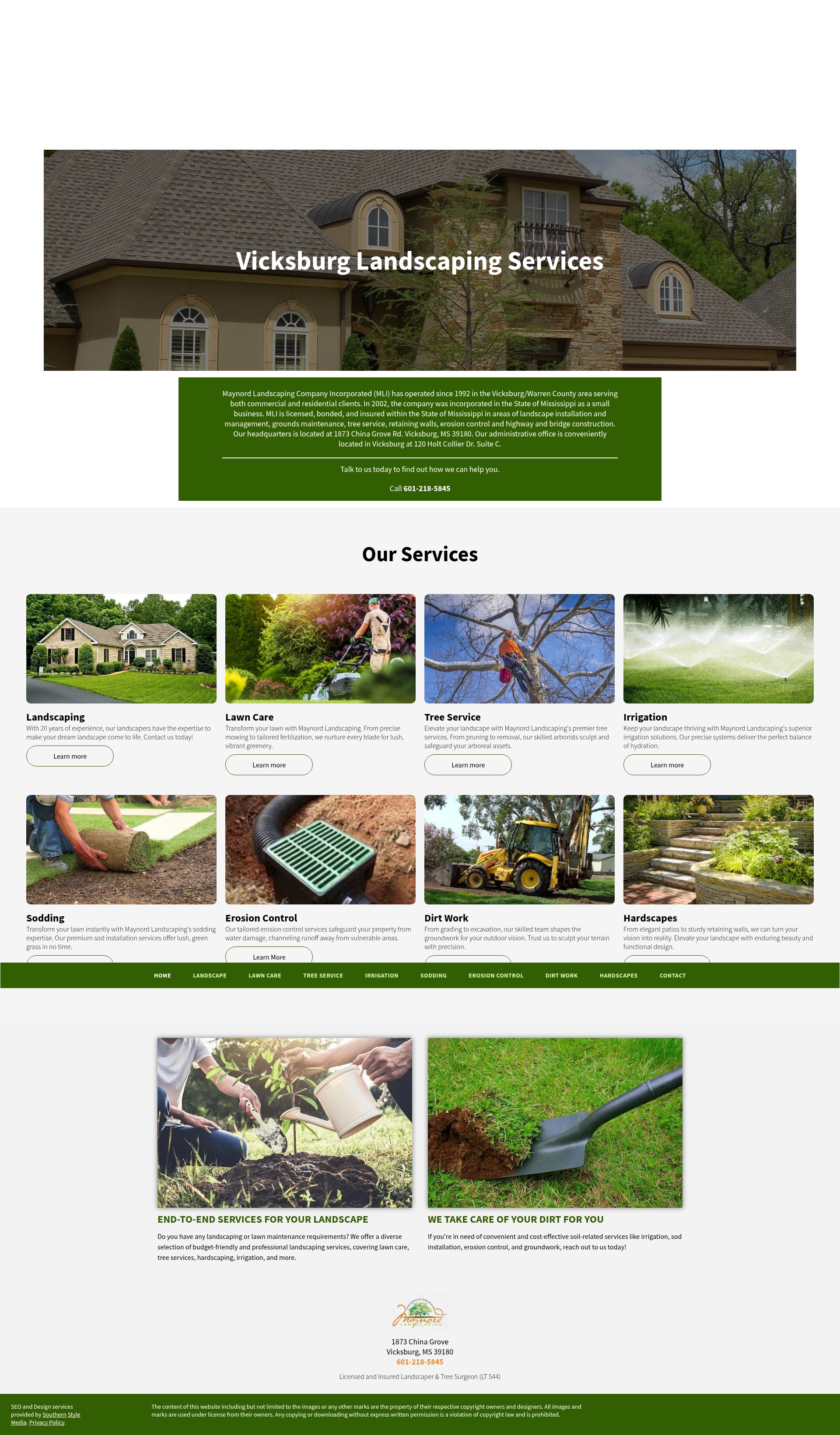 Screenshot of maynordlandscaping.com