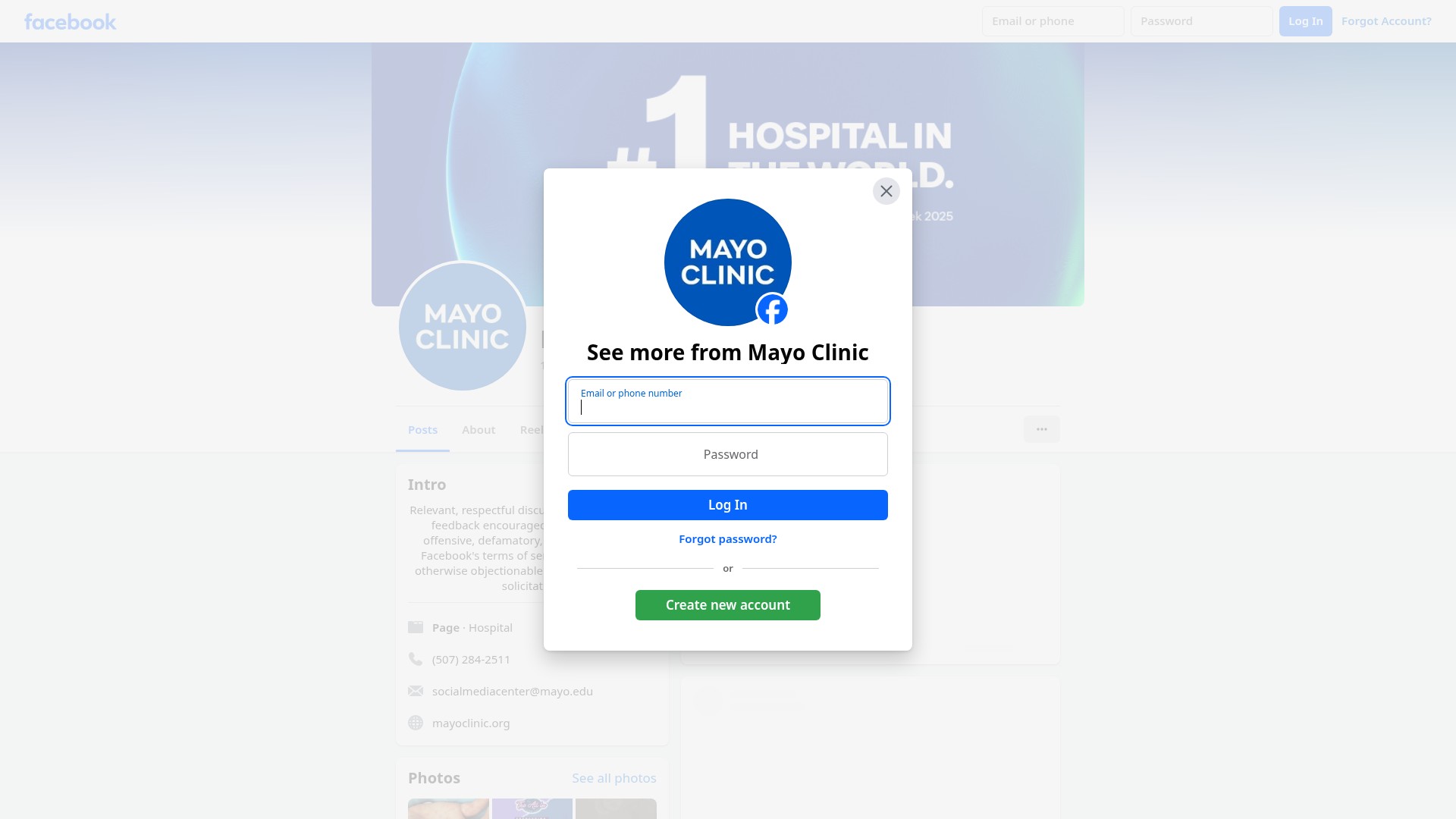 Screenshot of mayoclinic.org