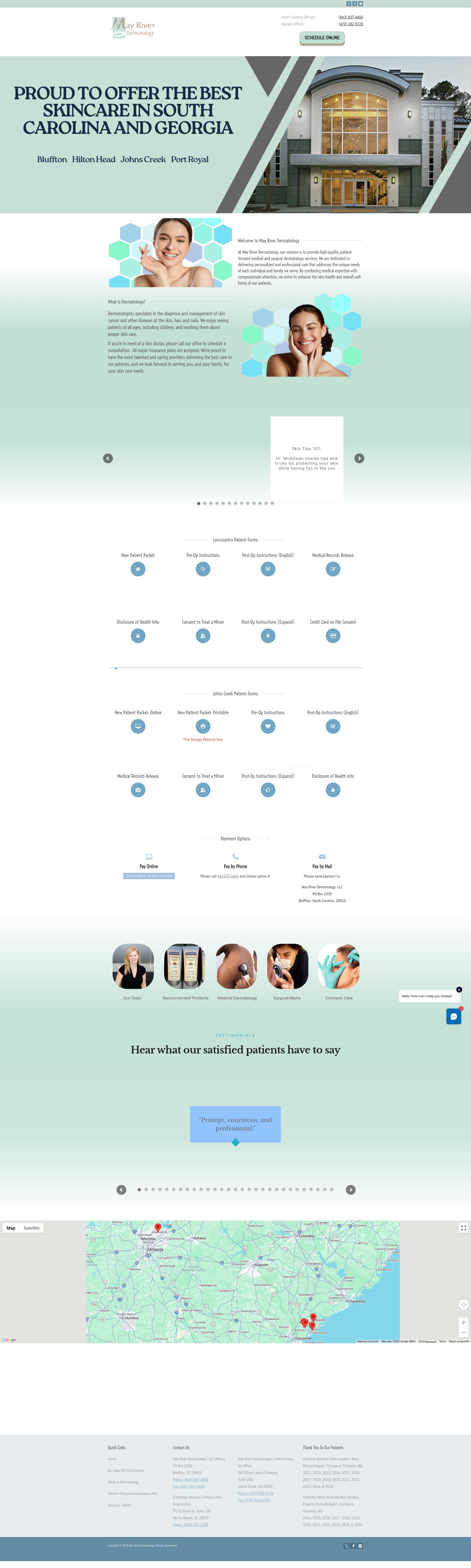 Screenshot of mayriverdermatology.com