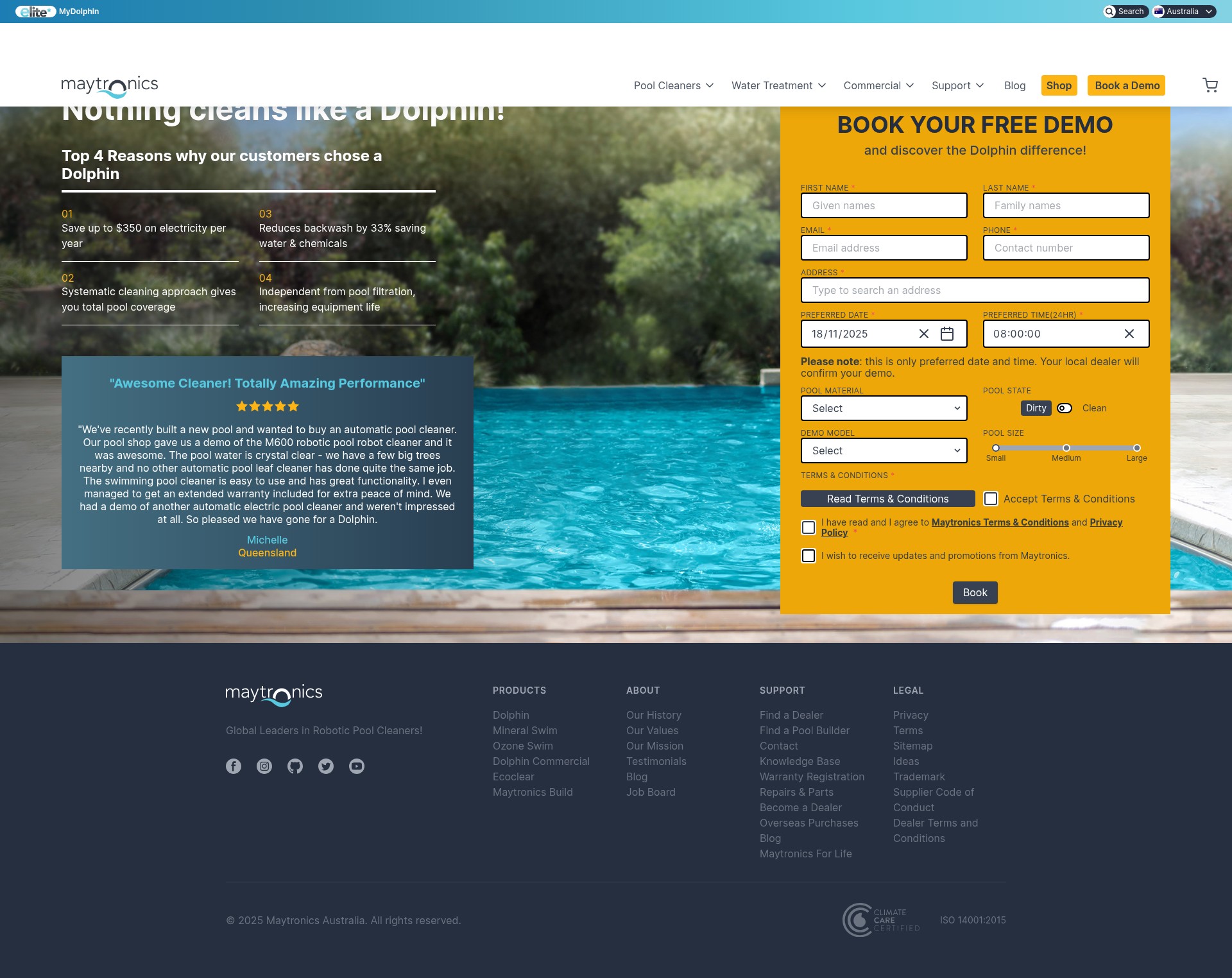 Screenshot of maytronics.com.au