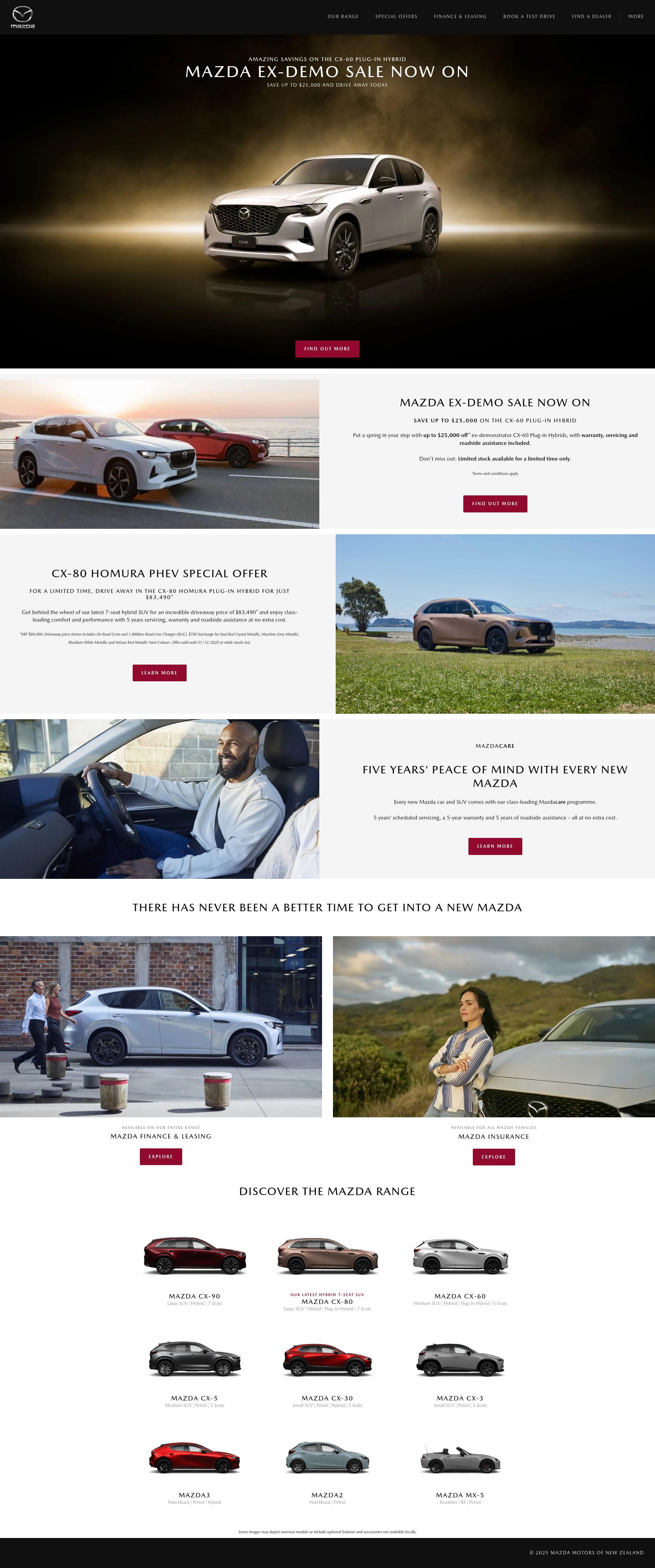 Screenshot of mazda.co.nz