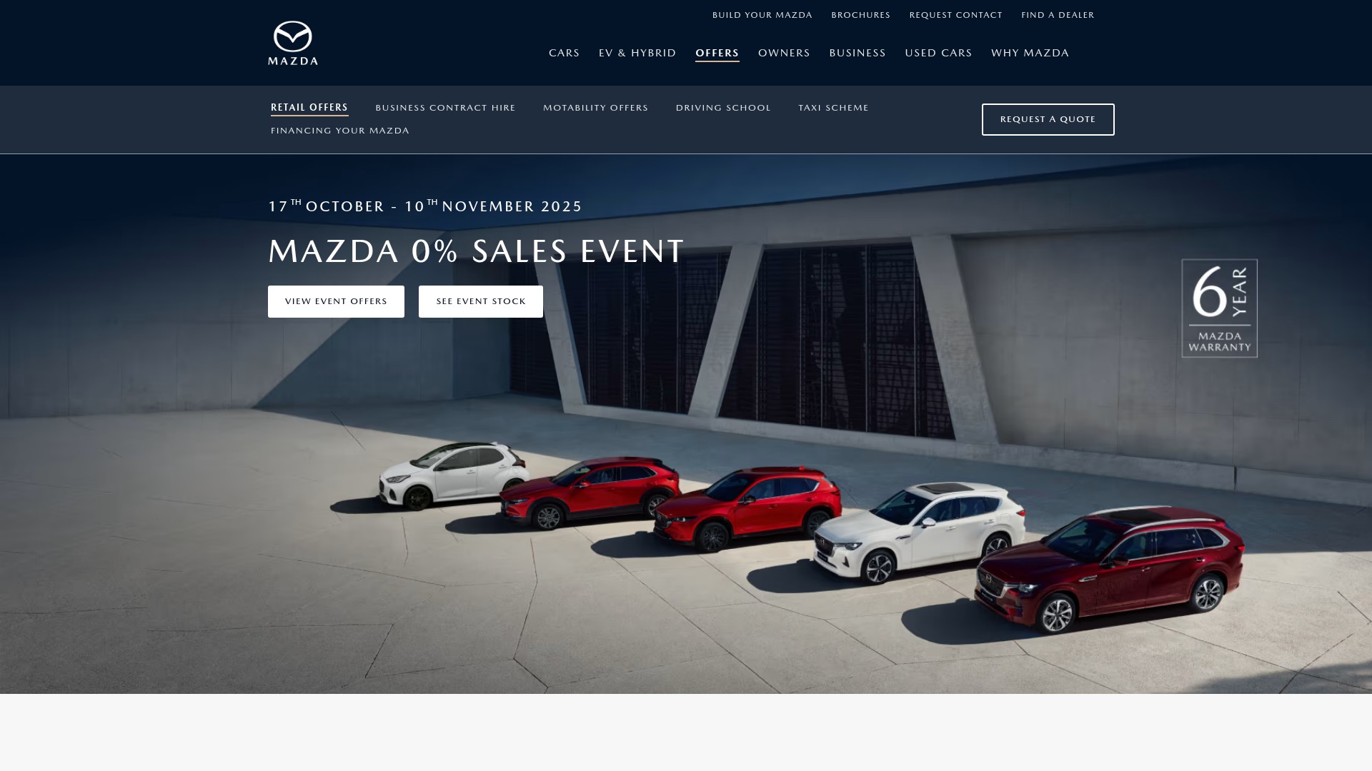 Screenshot of mazda.co.uk