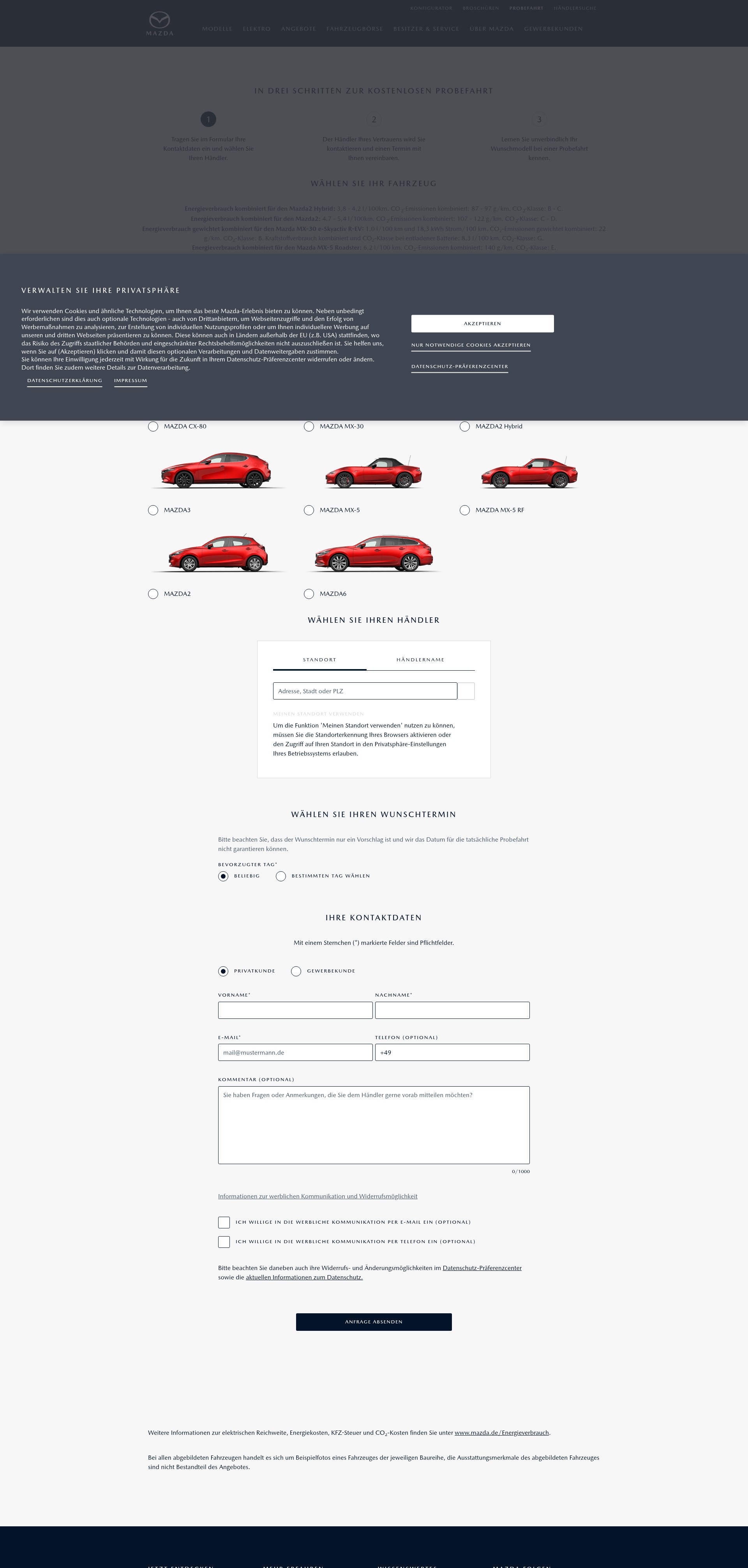 Screenshot of mazda.de