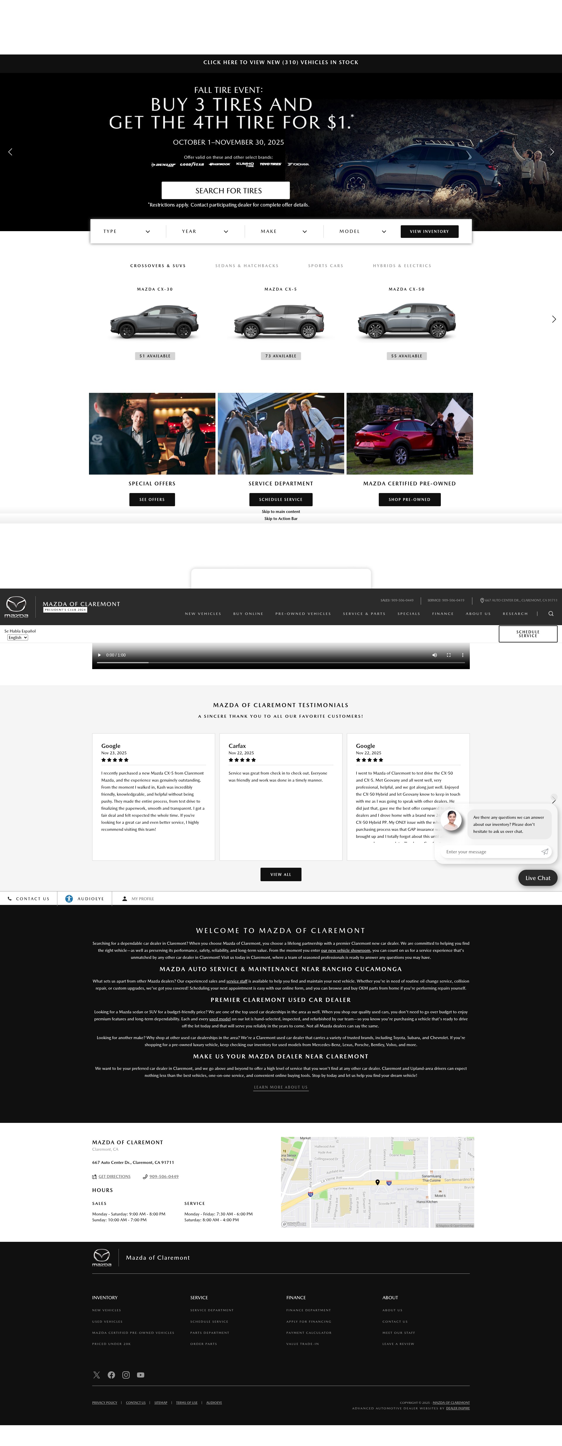 Screenshot of mazdaofclaremont.com