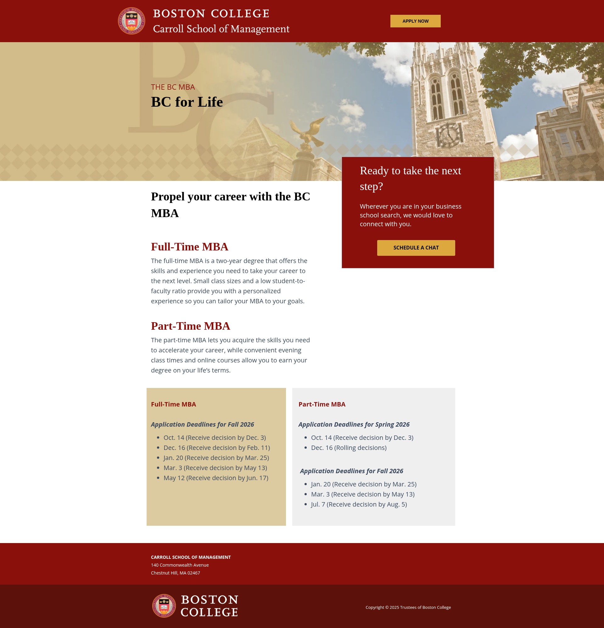 Screenshot of mba.bc.edu
