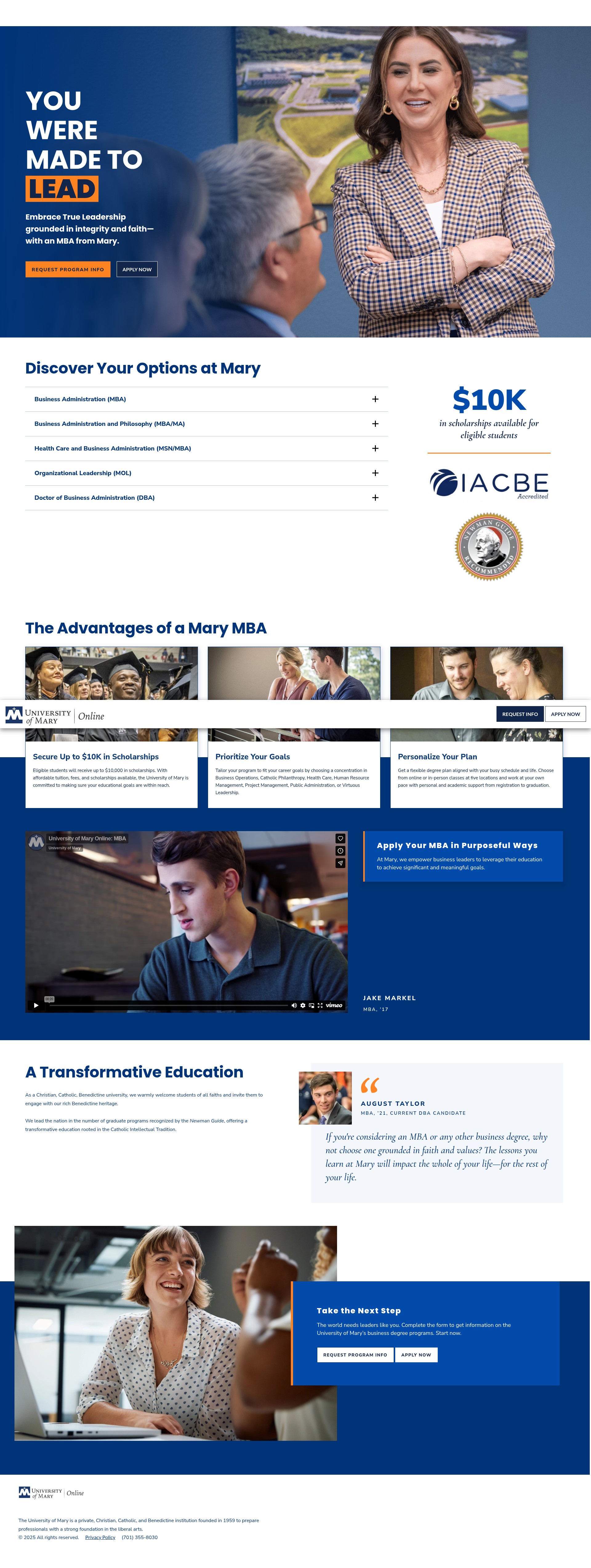 Screenshot of mba.umary.edu