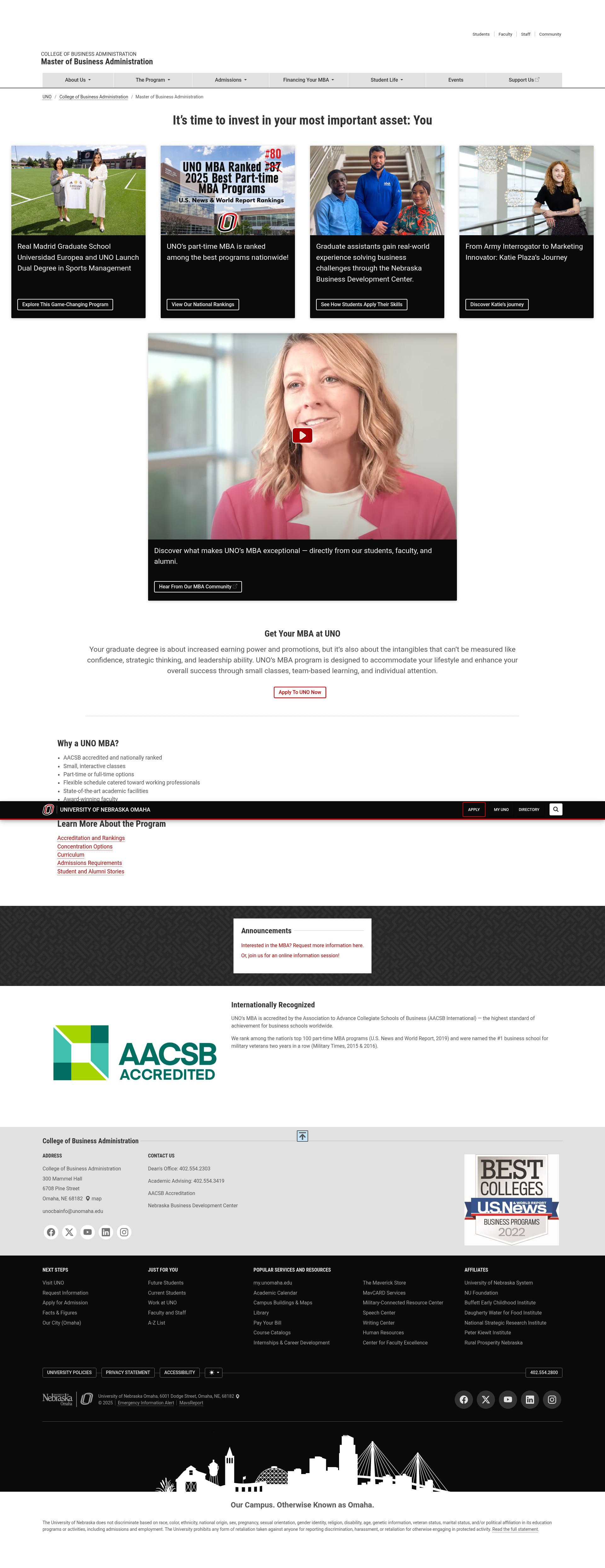 Screenshot of mba.unomaha.edu