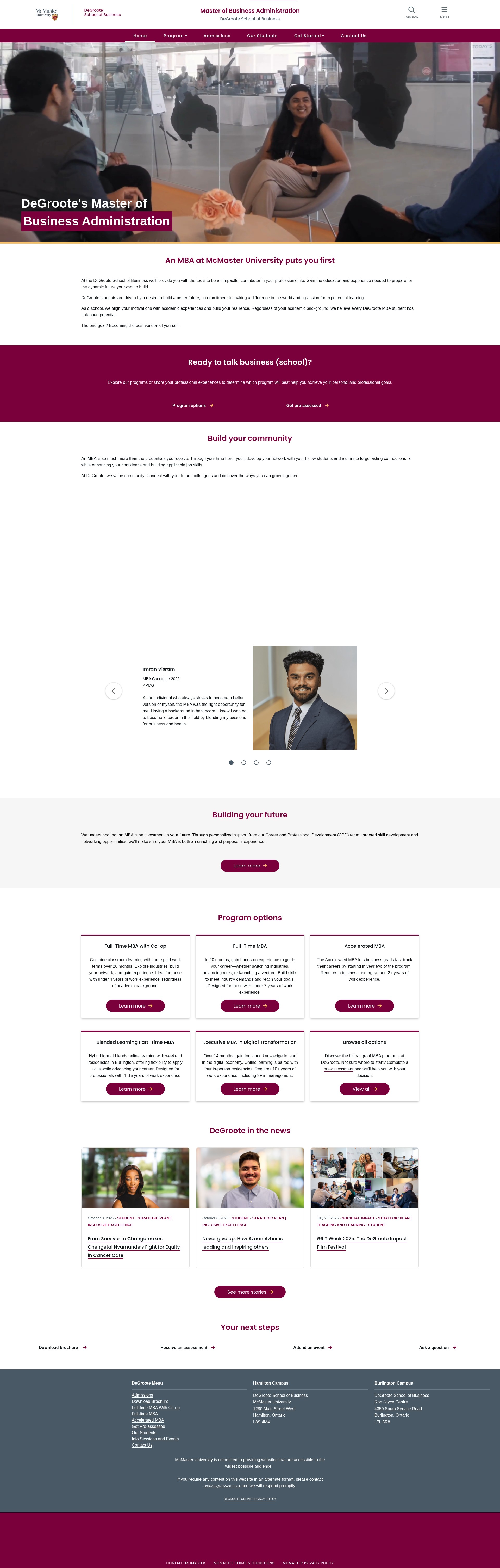 Screenshot of mbarecruit.degroote.mcmaster.ca