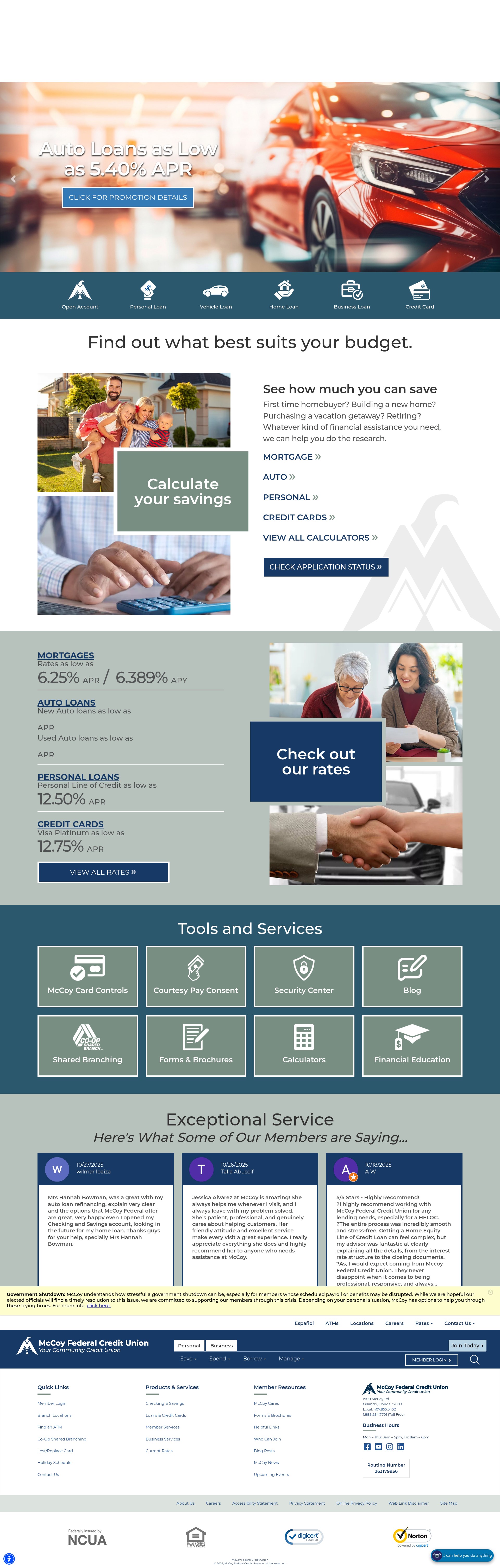 Screenshot of mccoyfcu.org