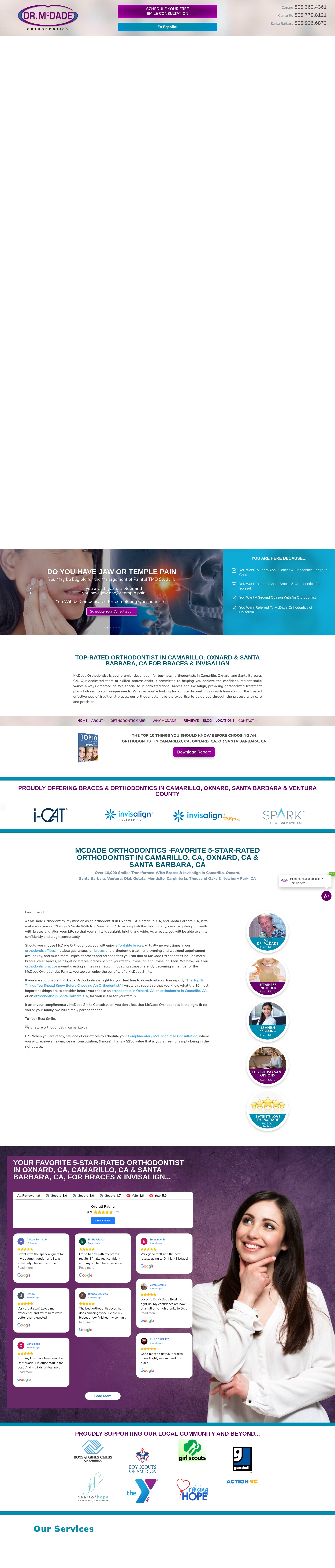 Screenshot of mcdadeorthodontics.com