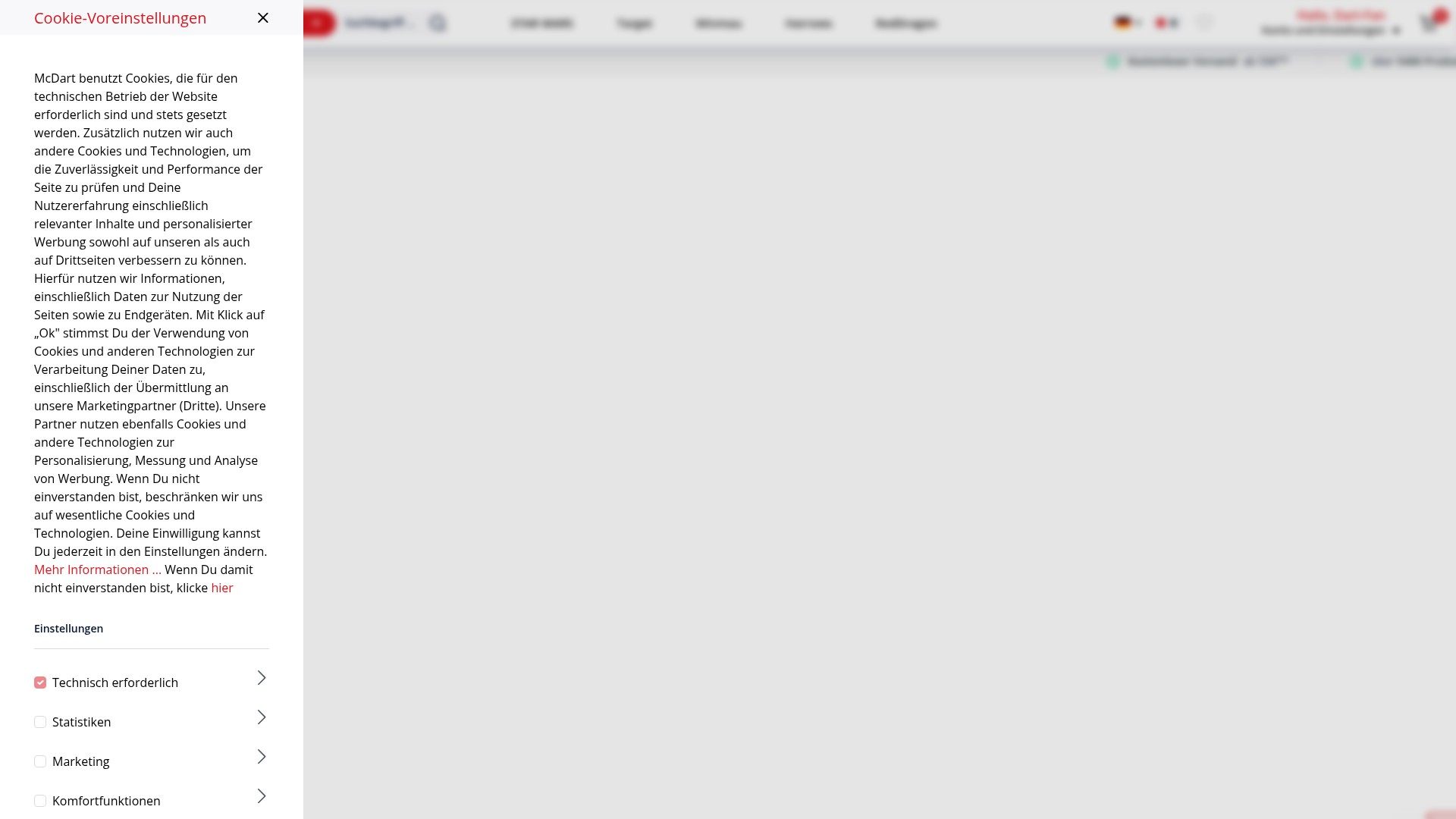Screenshot of mcdart.de
