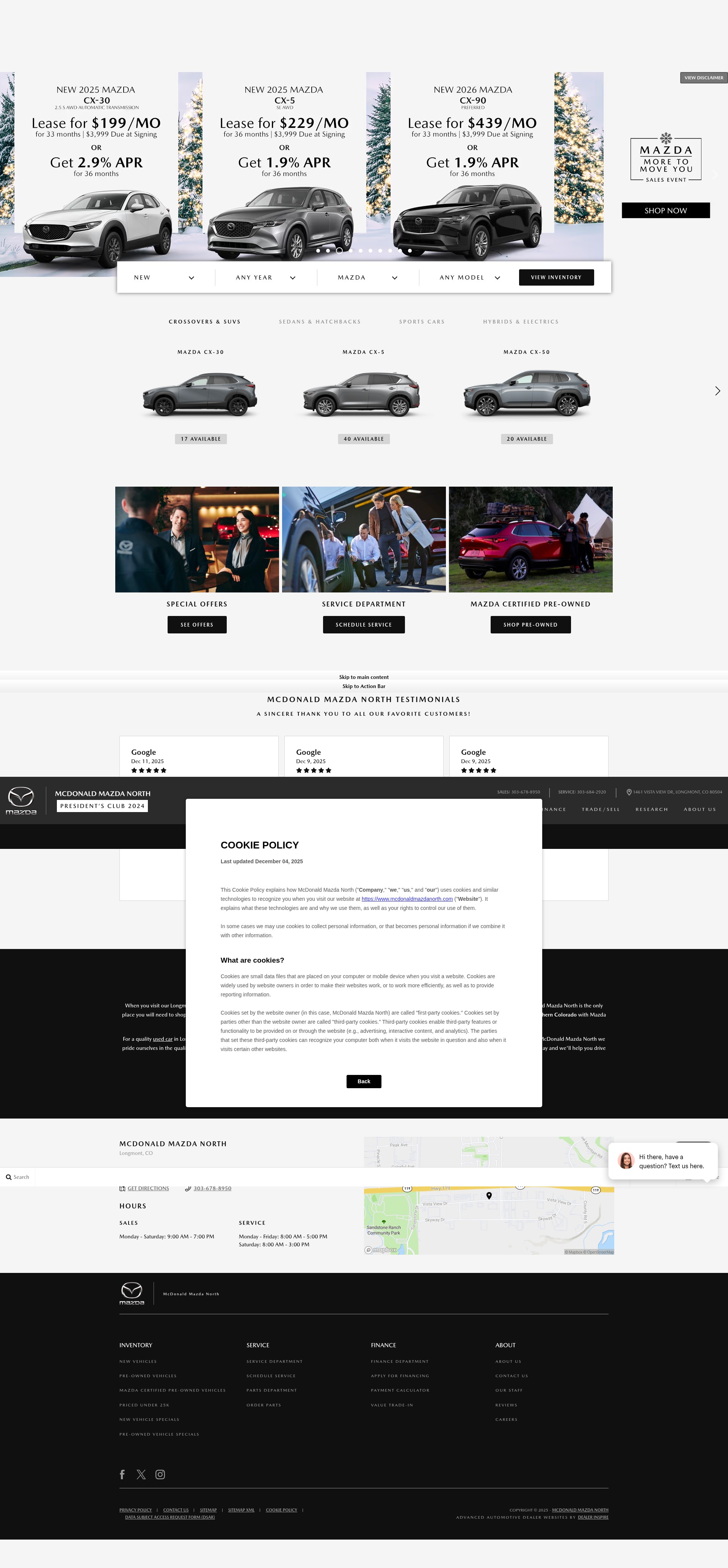 Screenshot of mcdonaldmazdanorth.com