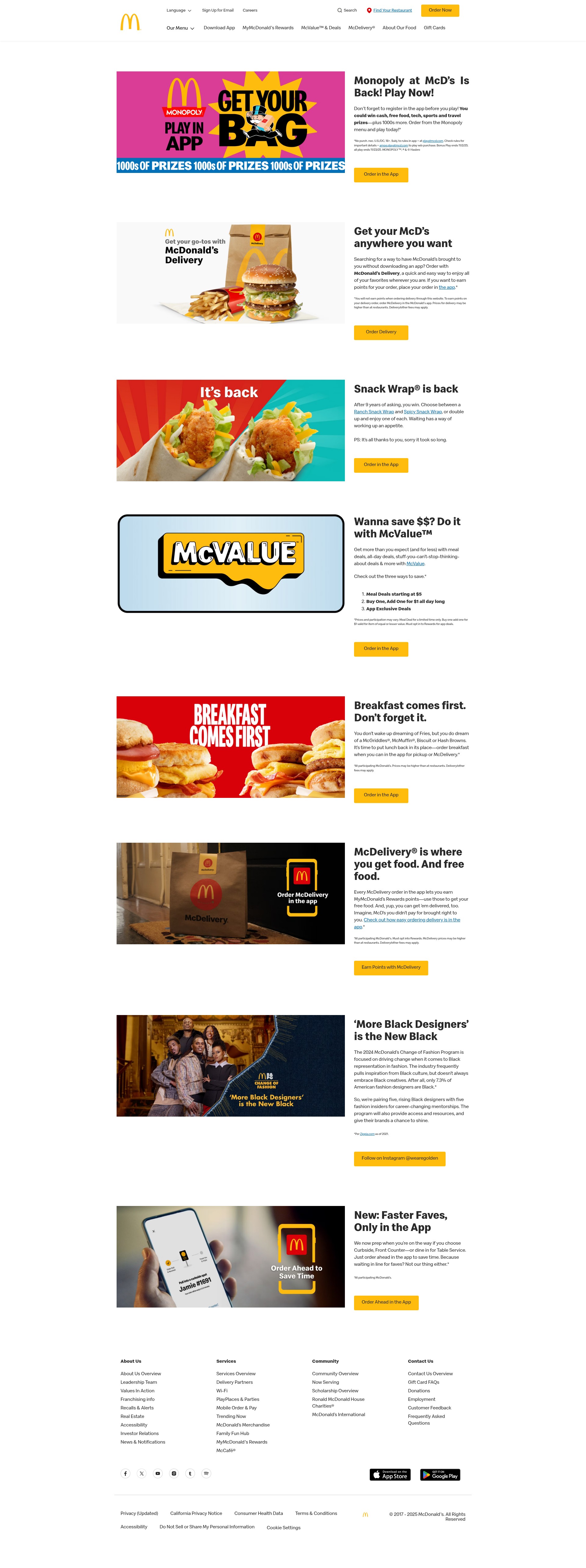 Screenshot of mcdonalds.com