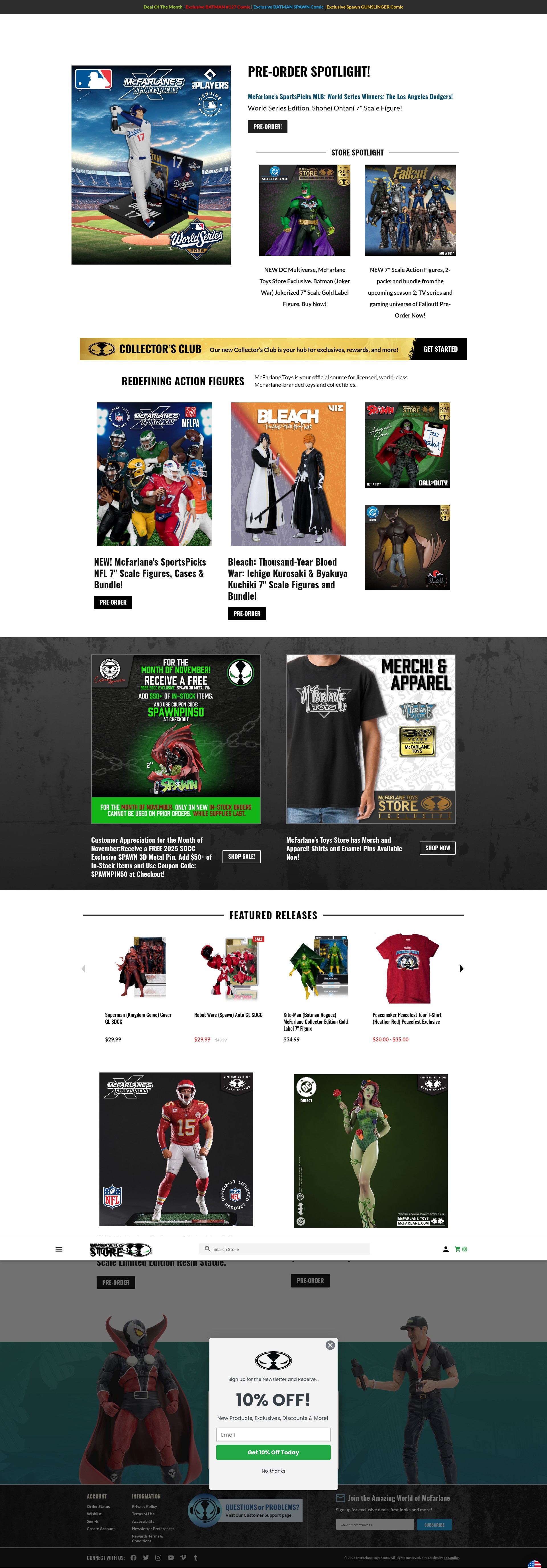 Screenshot of mcfarlanetoysstore.com