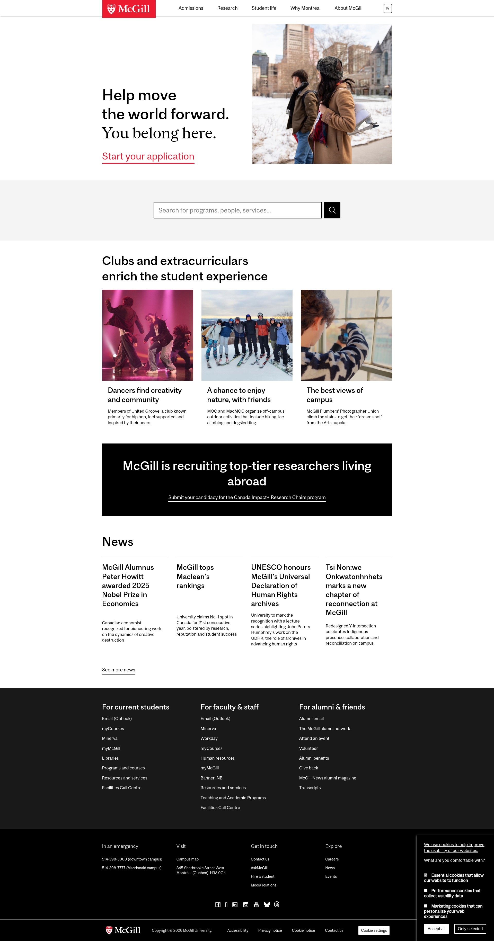 Screenshot of mcgill.ca