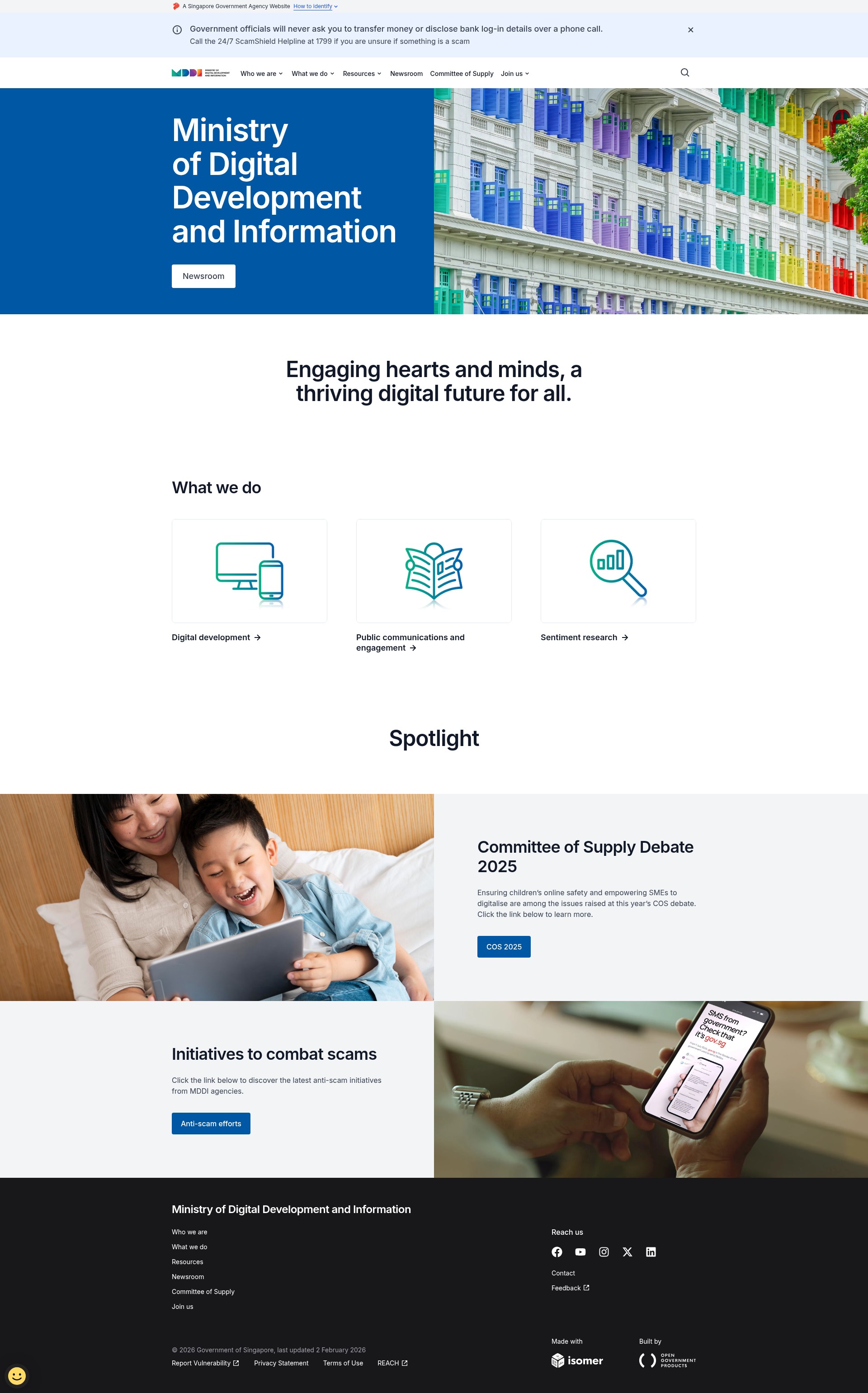 Screenshot of mci.gov.sg