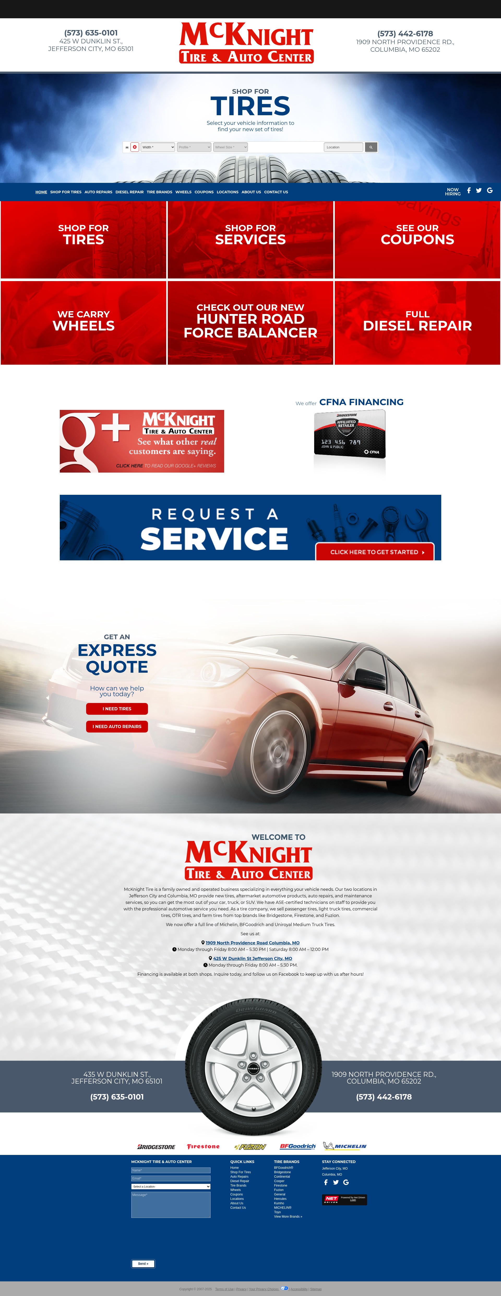 Screenshot of mcknighttire.com
