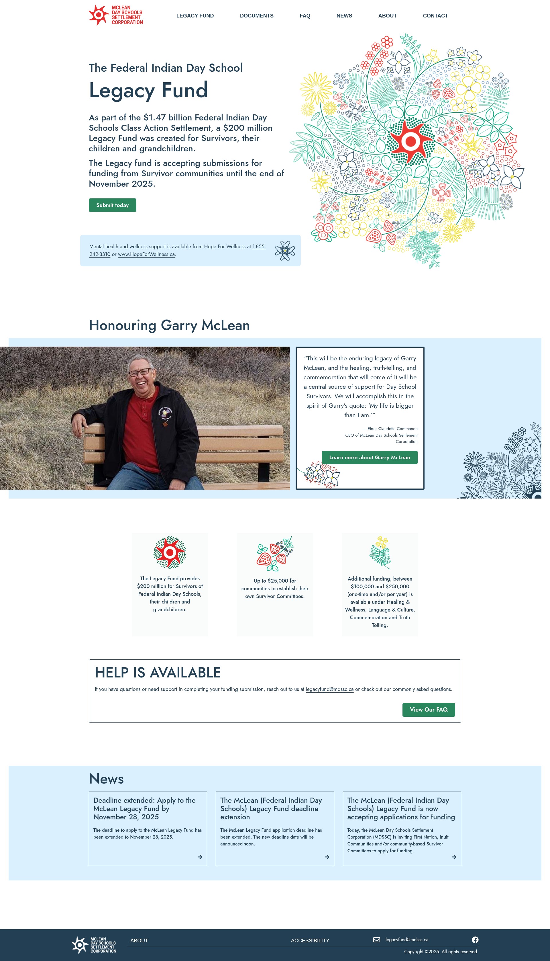 Screenshot of mcleanlegacyfund.ca