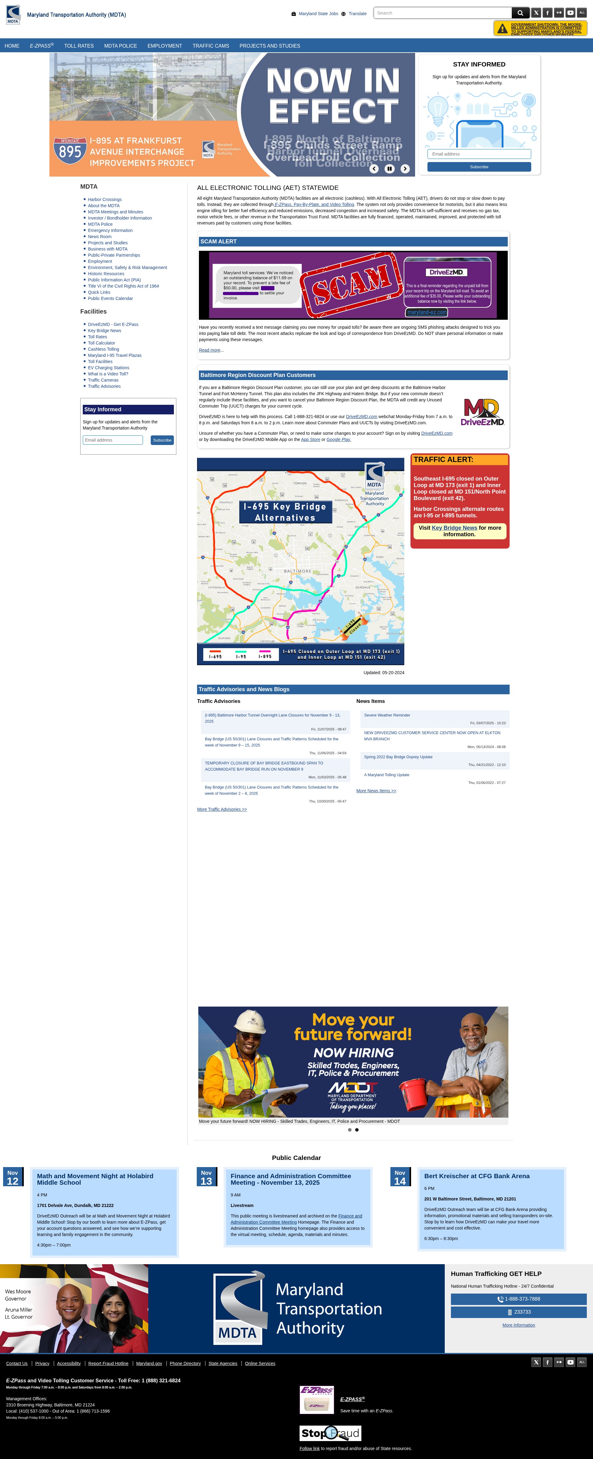 Screenshot of mdta.maryland.gov