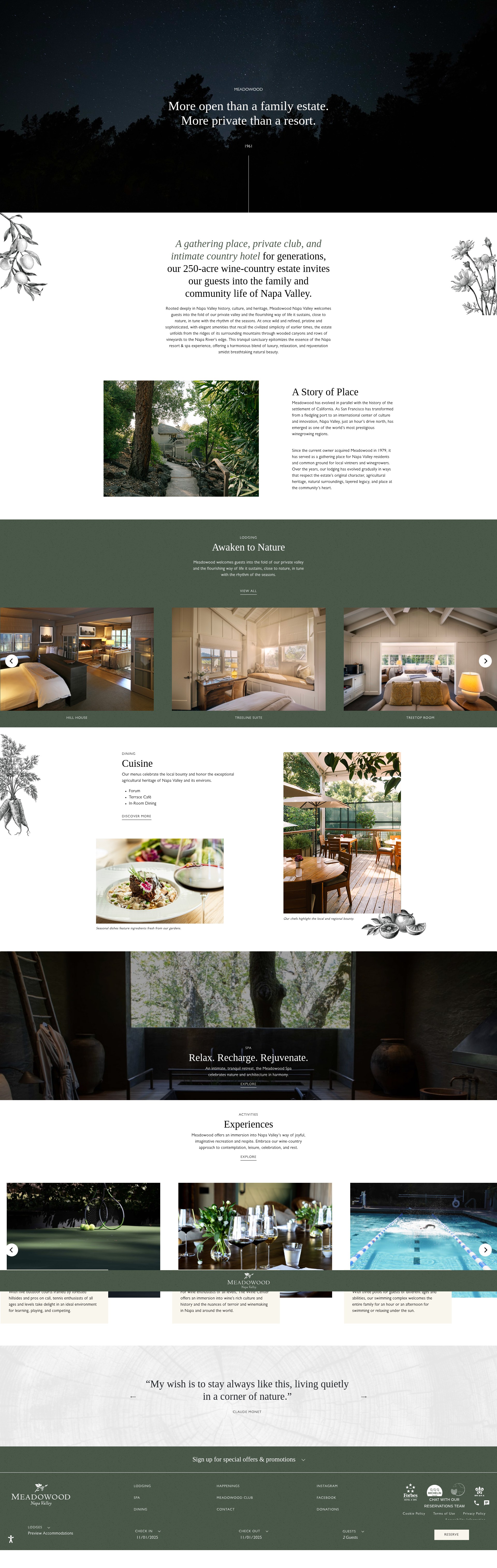 Screenshot of meadowood.com